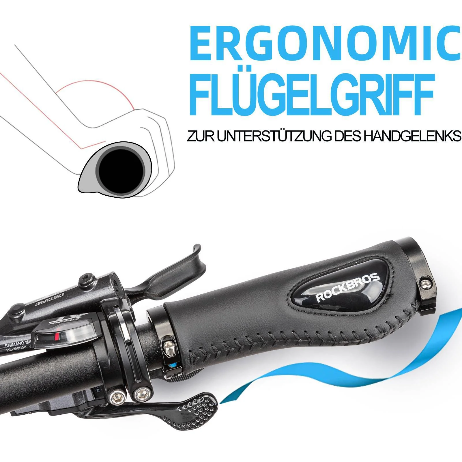 ROCKBROS Fahrradgriffe Ledergriffe für Lenker mit  f426a14fd341