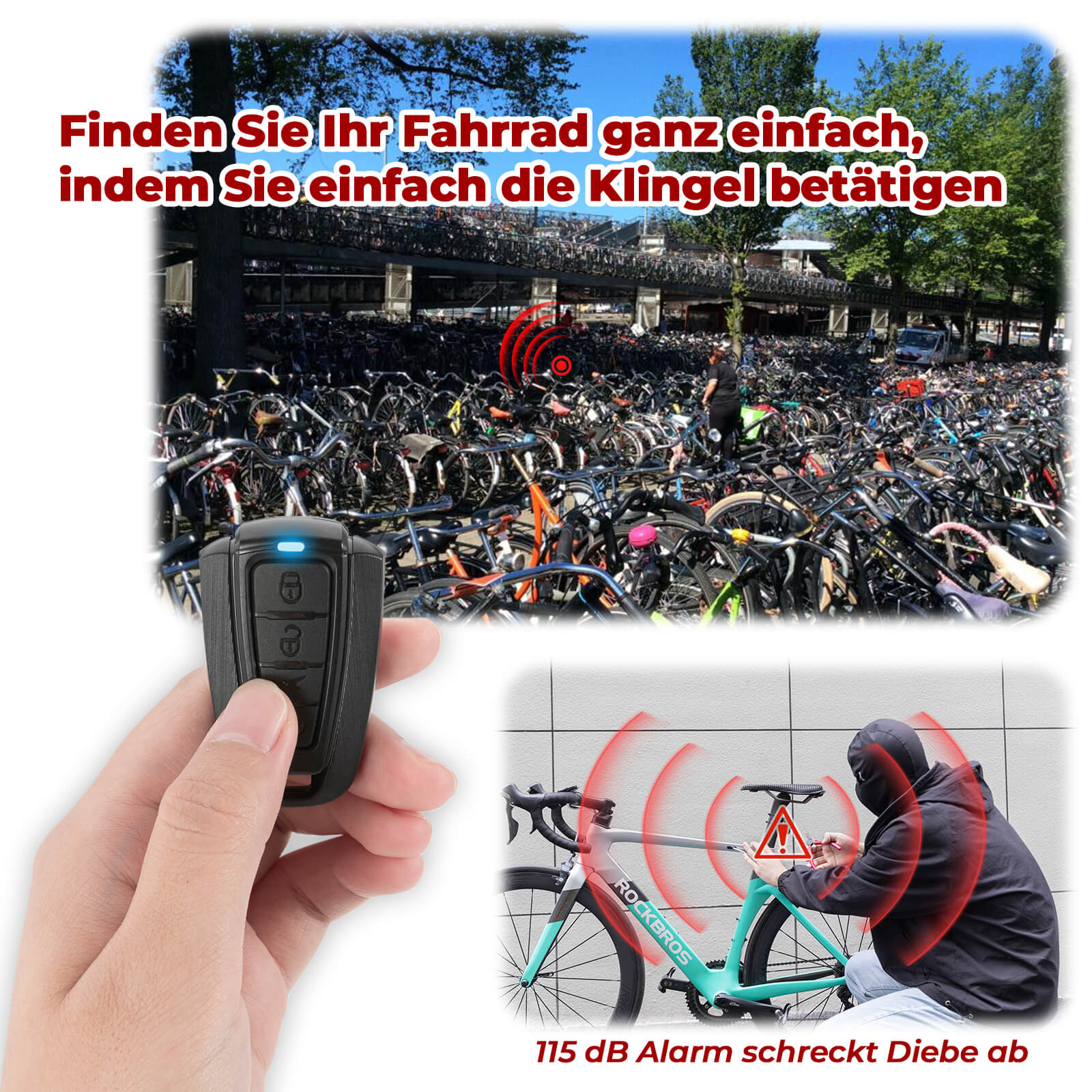 ROCKBROS Fahrradklingel Kabellose Warnsirene Elekt 091ad9d486c8