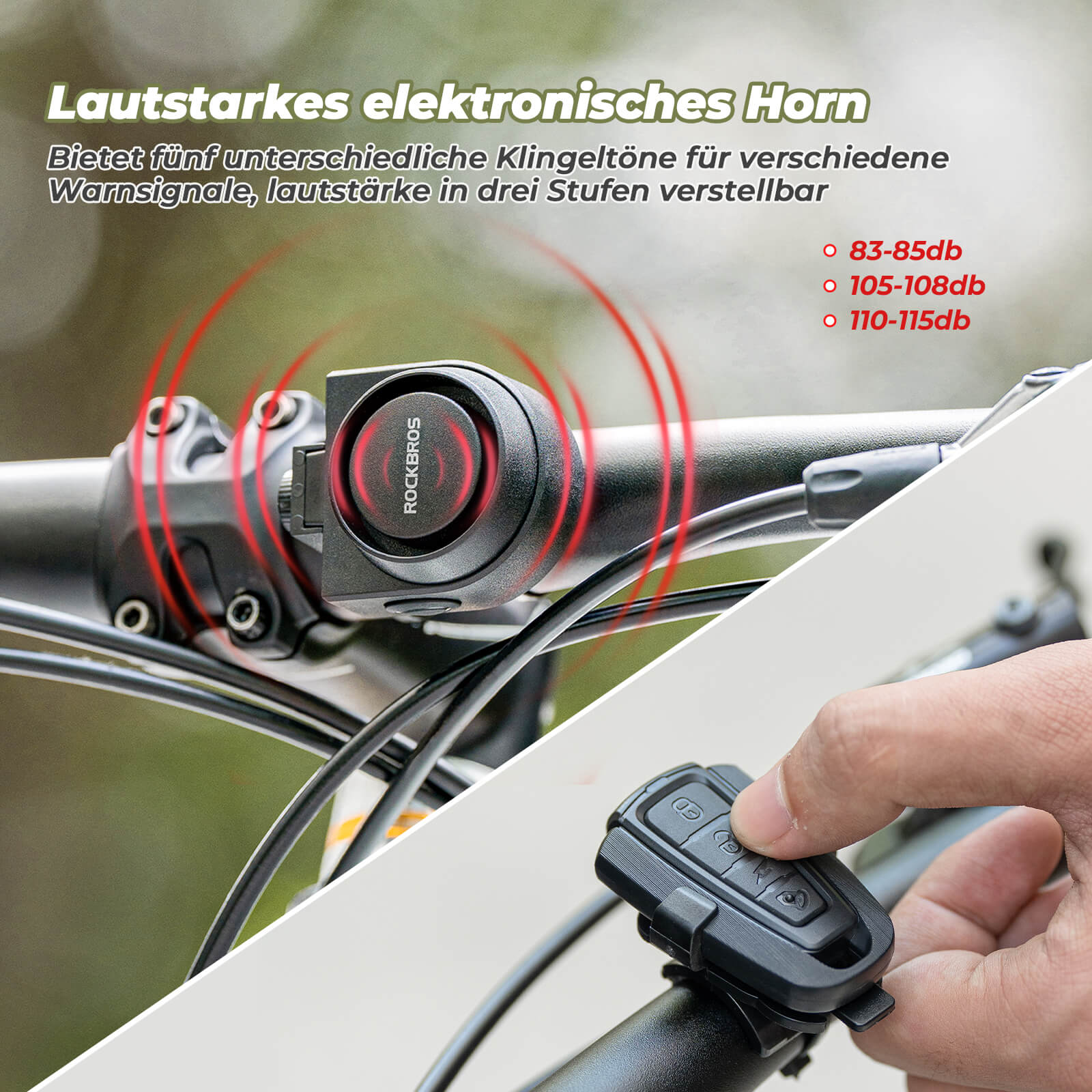 ROCKBROS Fahrradklingel Kabellose Warnsirene Elekt e68d46aaefc0