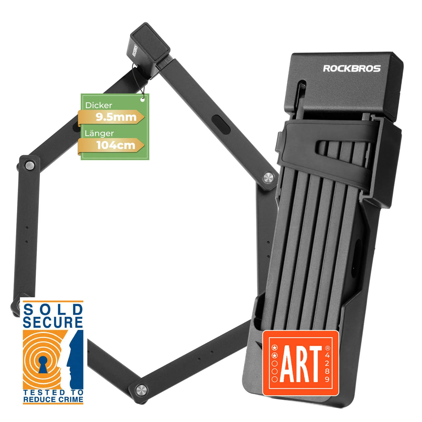 ROCKBROS Faltschloss Fahrradschloss 104 cm Faltbar 554d25846b33