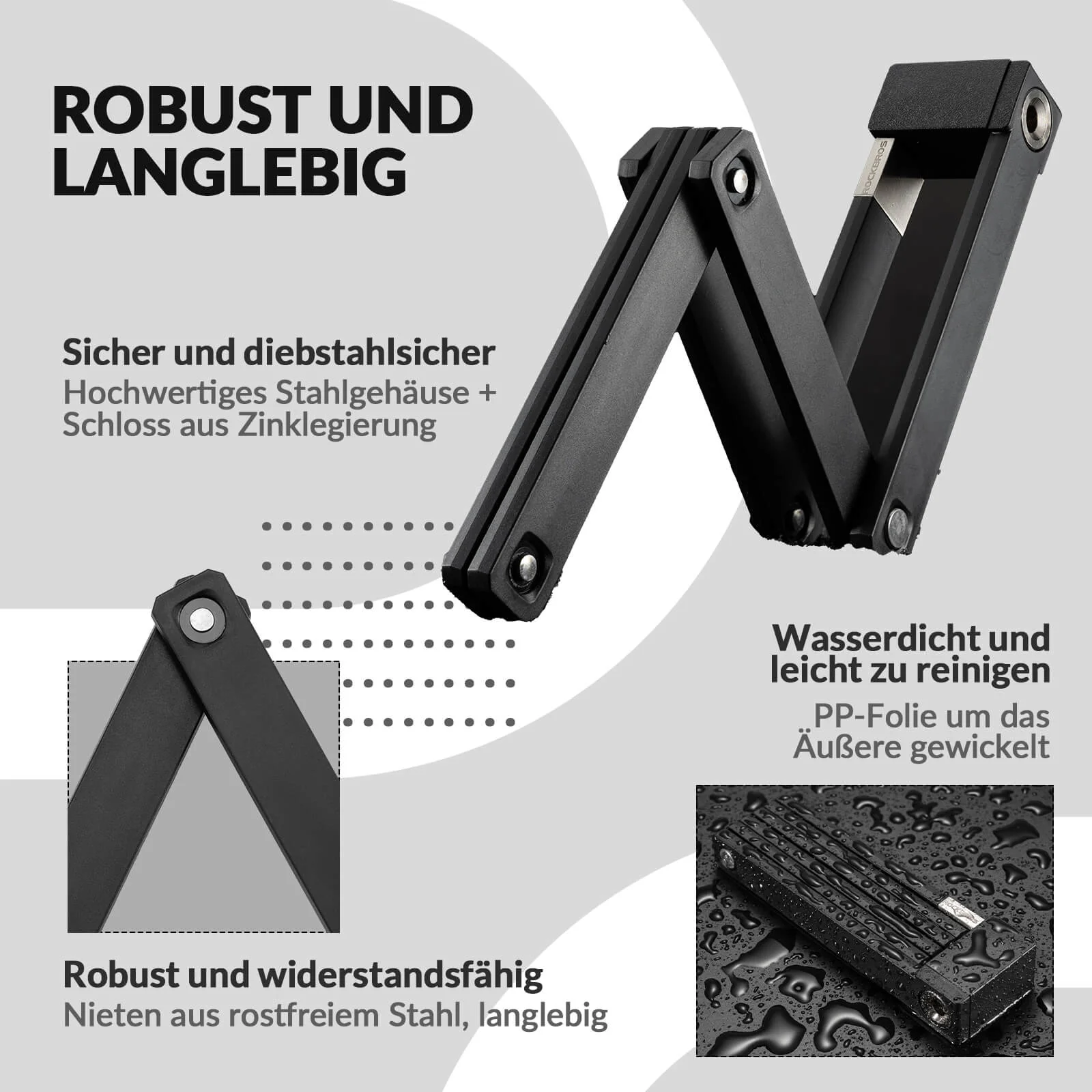 ROCKBROS Faltschloss Fahrradschloss mit Halterung  66e3428ad765