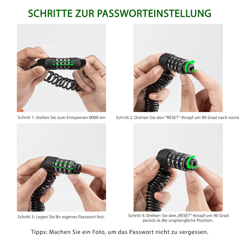 ROCKBROS Kabelschloss Zahlenschloss mit 4 Steillag 060c86c356e4