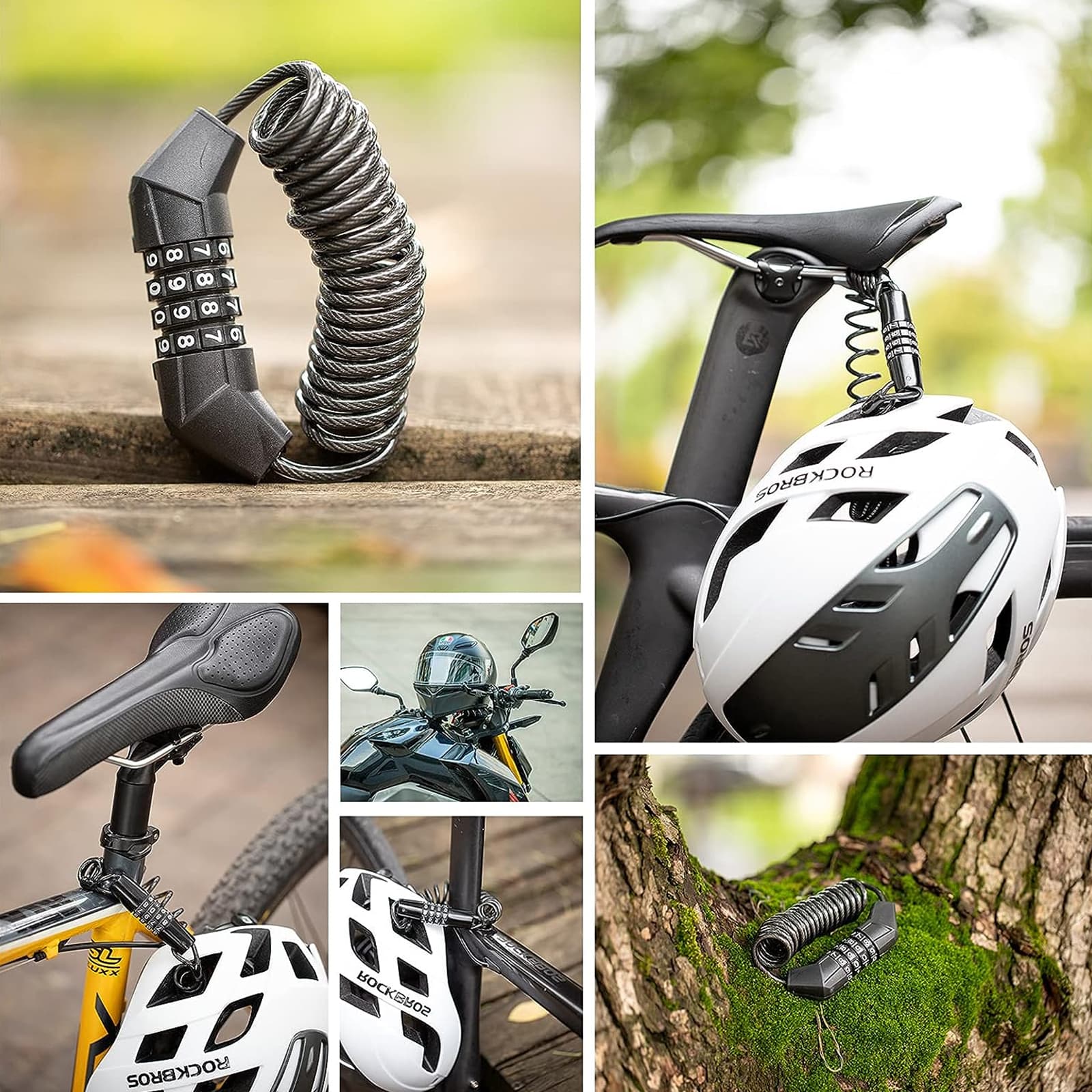 ROCKBROS Kabelschloss Zahlenschloss mit 4 Steillag 1b24e05e0a96