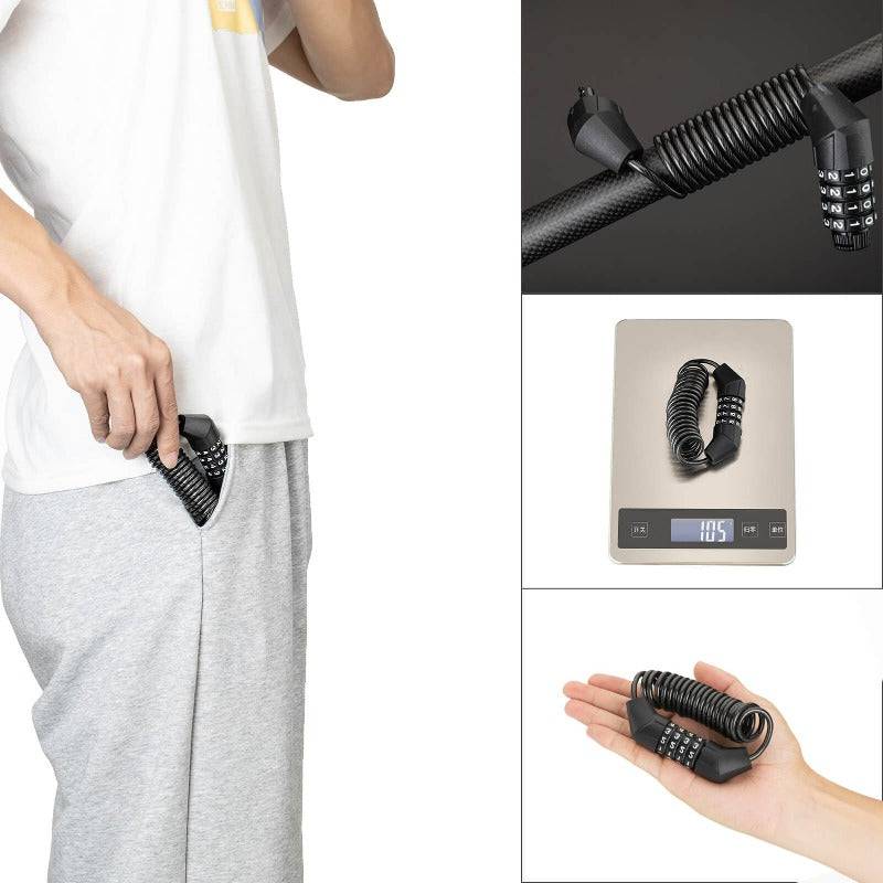 ROCKBROS Kabelschloss Zahlenschloss mit 4 Steillag 2302f9bfe1c2