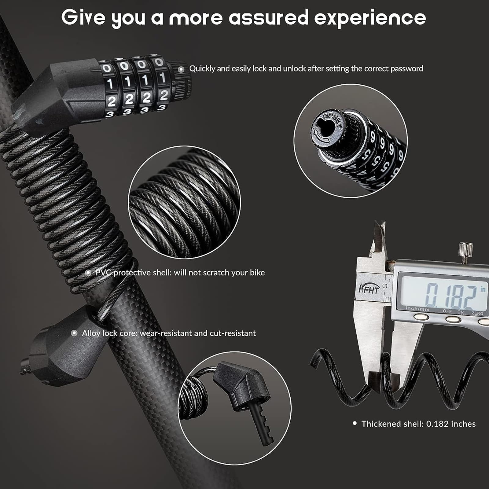 ROCKBROS Kabelschloss Zahlenschloss mit 4 Steillag 2f9966b54e4d