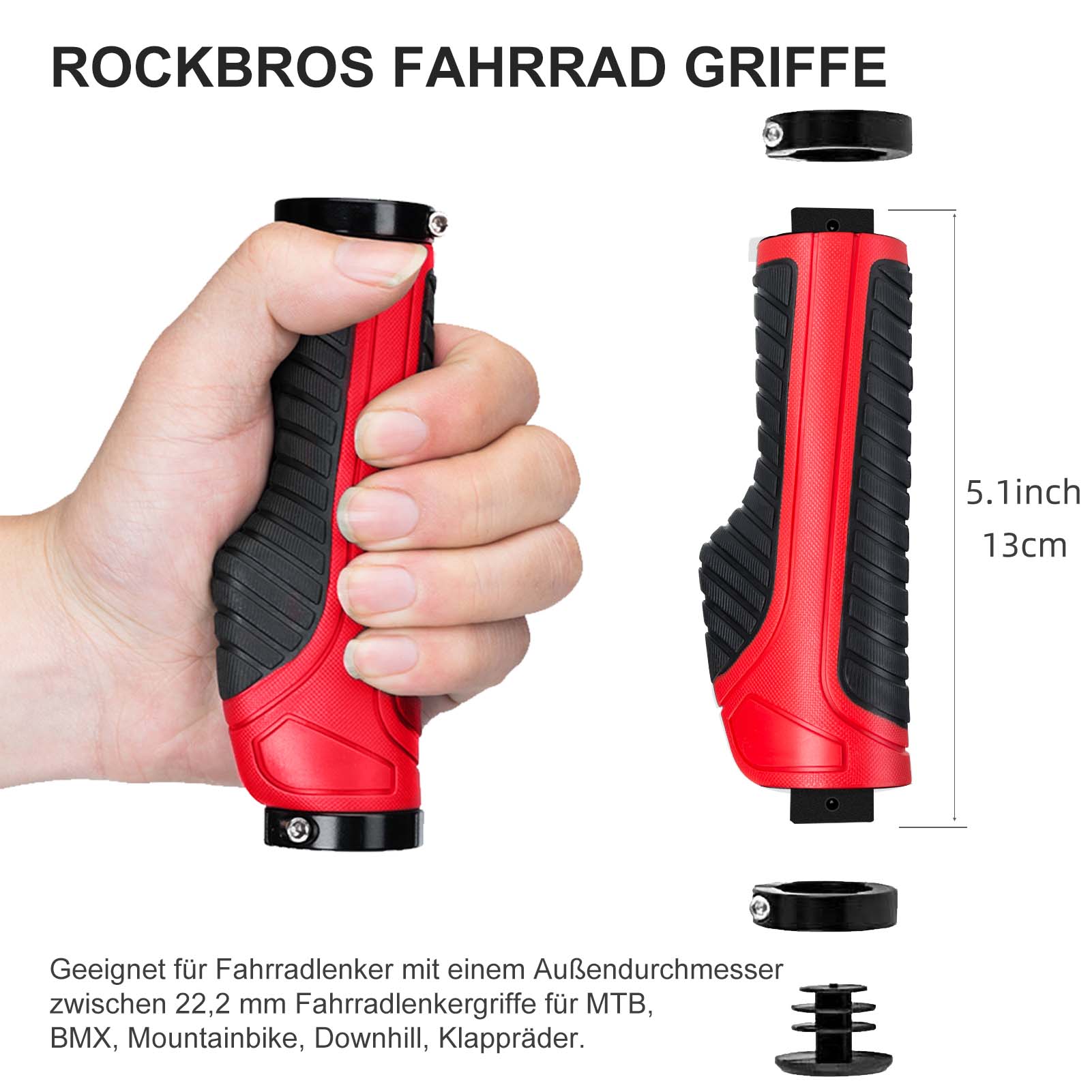 ROCKBROS Rutschfeste Fahrradgriffe aus Gummi mit L 5429165a6bbe