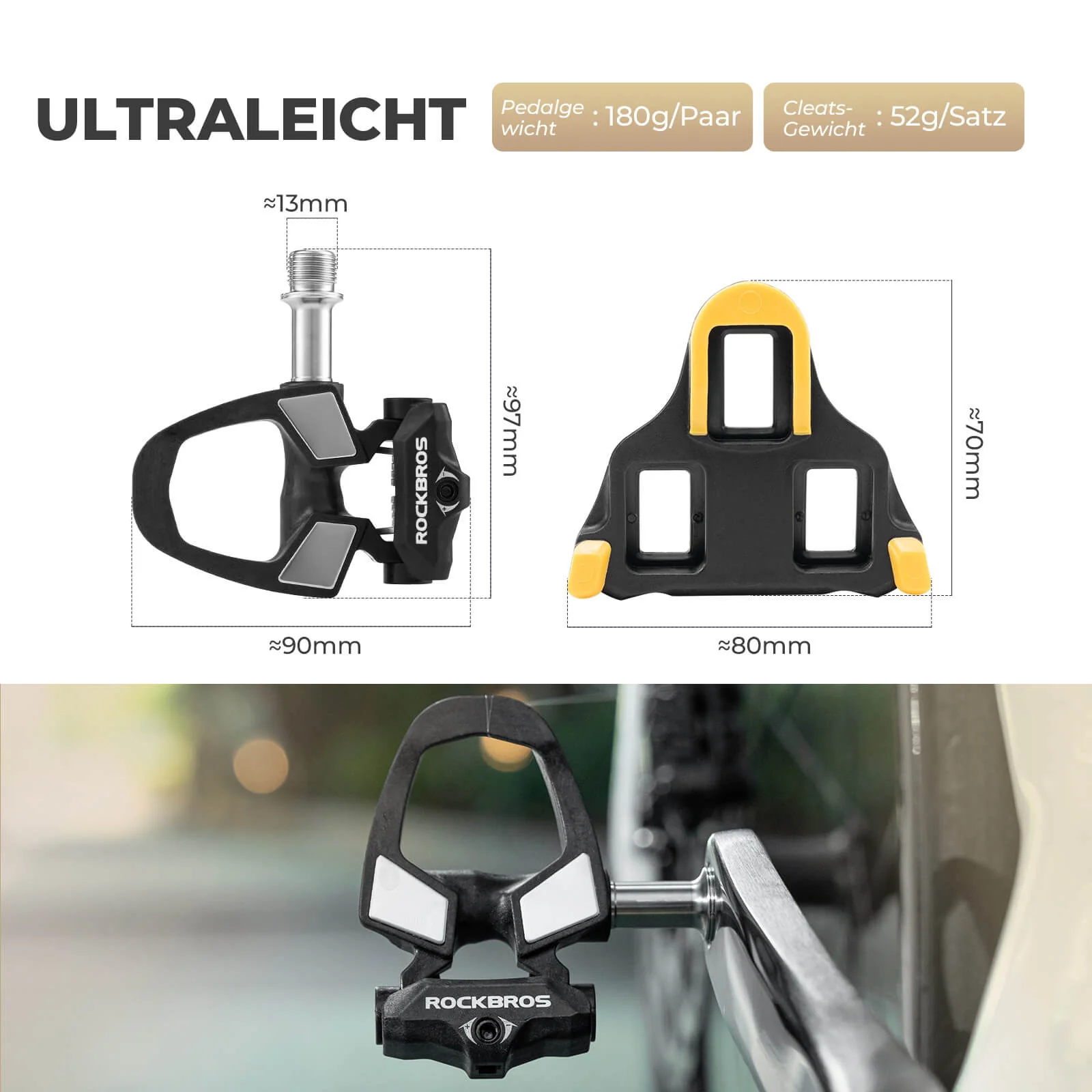 ROCKBROS SPD Fahrradpedale mit Einstellbarer Spann 611e6c5057ad