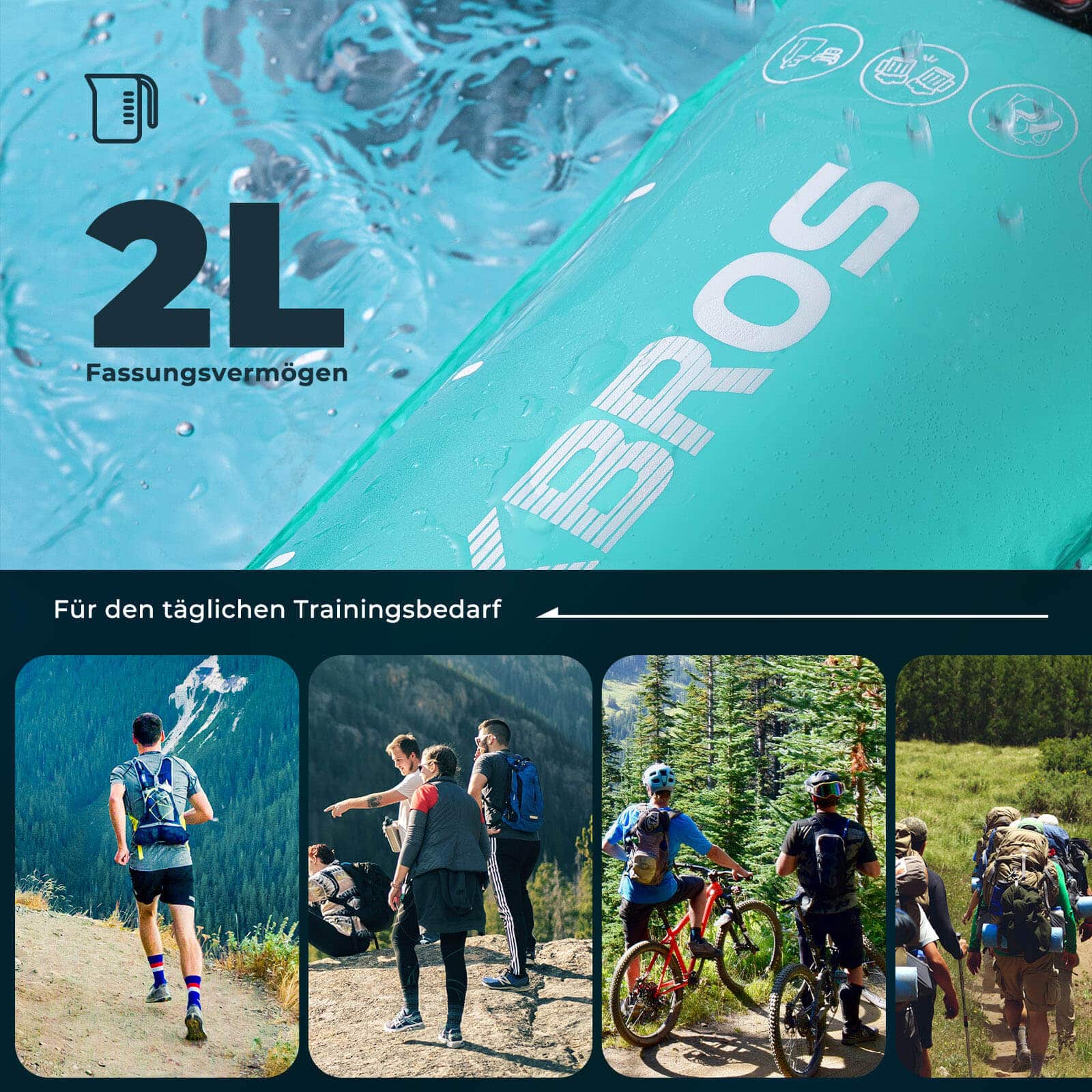 ROCKBROS Trinkblase 2L mit Trinkschlauch Leichte T 51e40575abcd