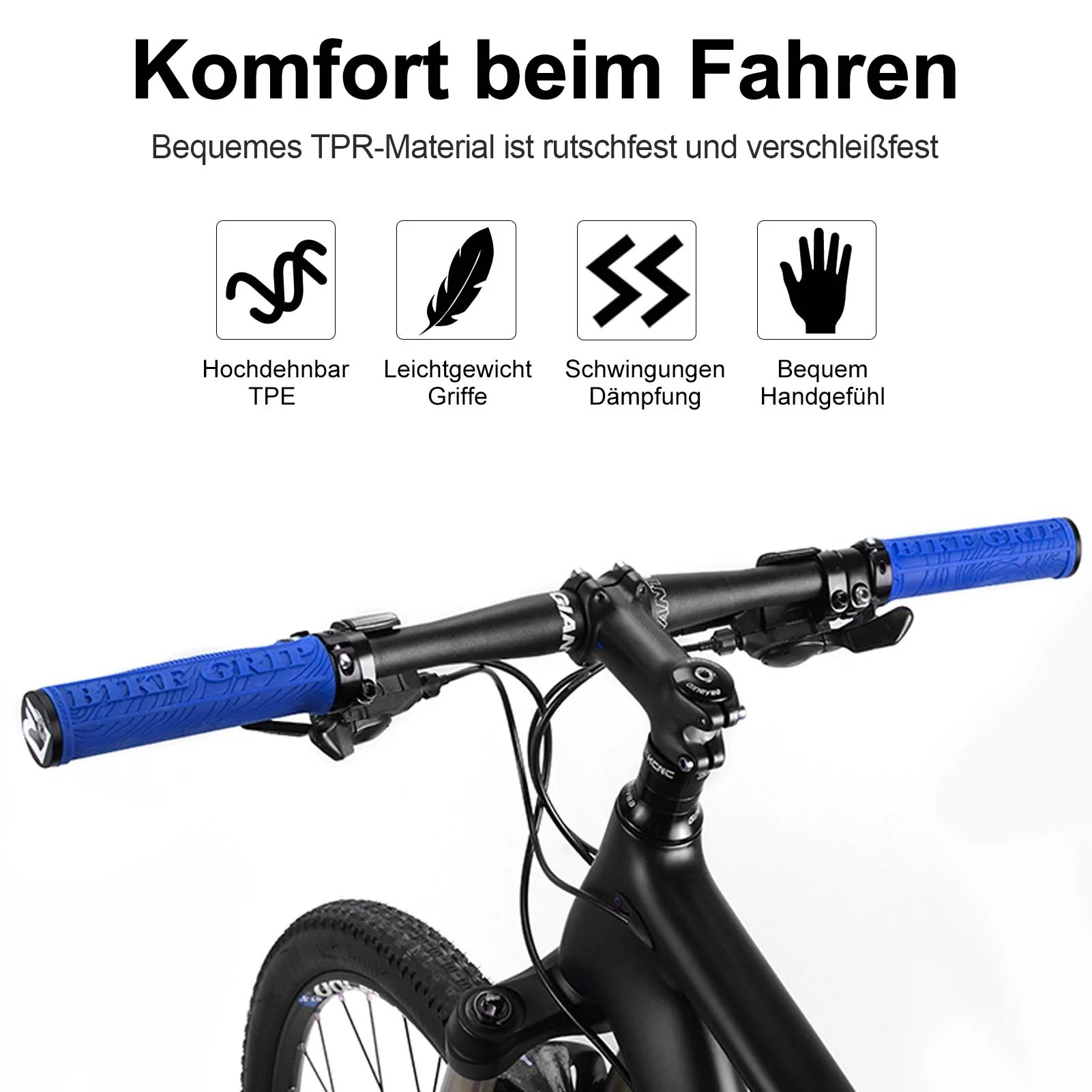 ROCKBROS Ultra Leicht Fahrradgriffe aus Gummi mit  2e0a31aff3d6