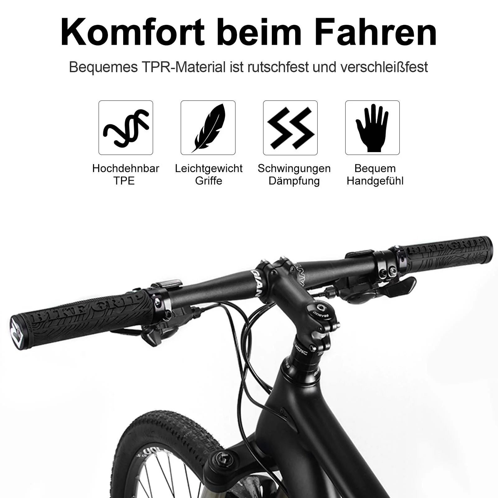 ROCKBROS Ultra Leicht Fahrradgriffe aus Gummi mit  c45d01cb9cd9
