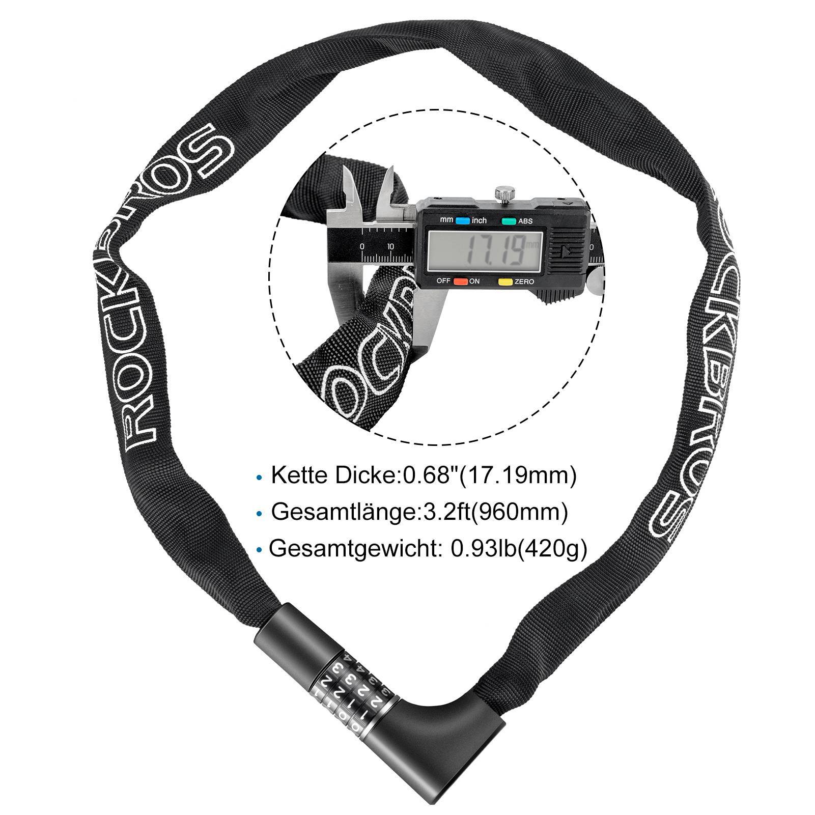 ROCKBROS Zahlenschloss mit 4 stelligem Zahlencode  16f4d6c99261