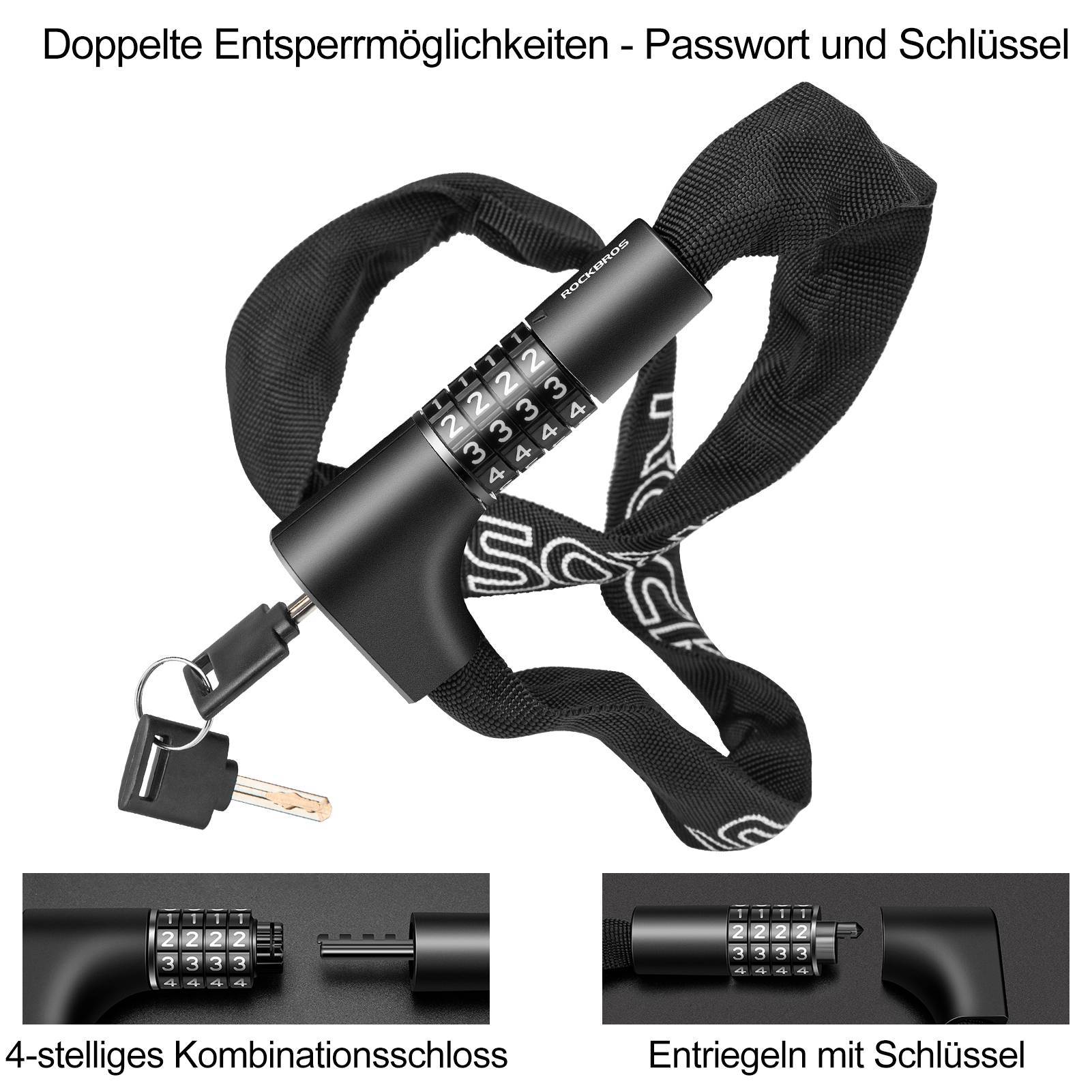 ROCKBROS Zahlenschloss mit 4 stelligem Zahlencode  65efb4c57225