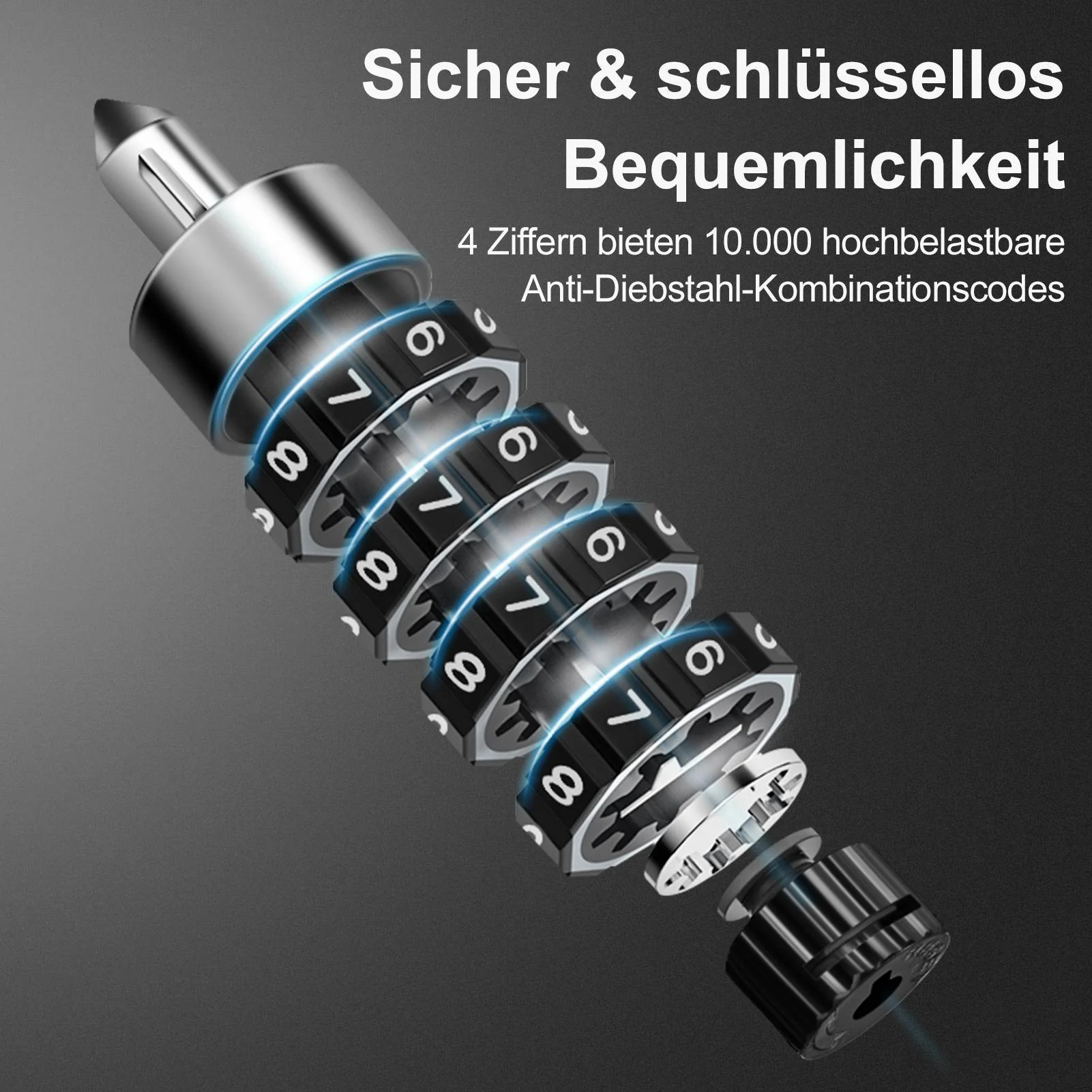 ROCKBROS Zahlenschloss mit 4 stelligem Zahlencode  8b0bb16364d0