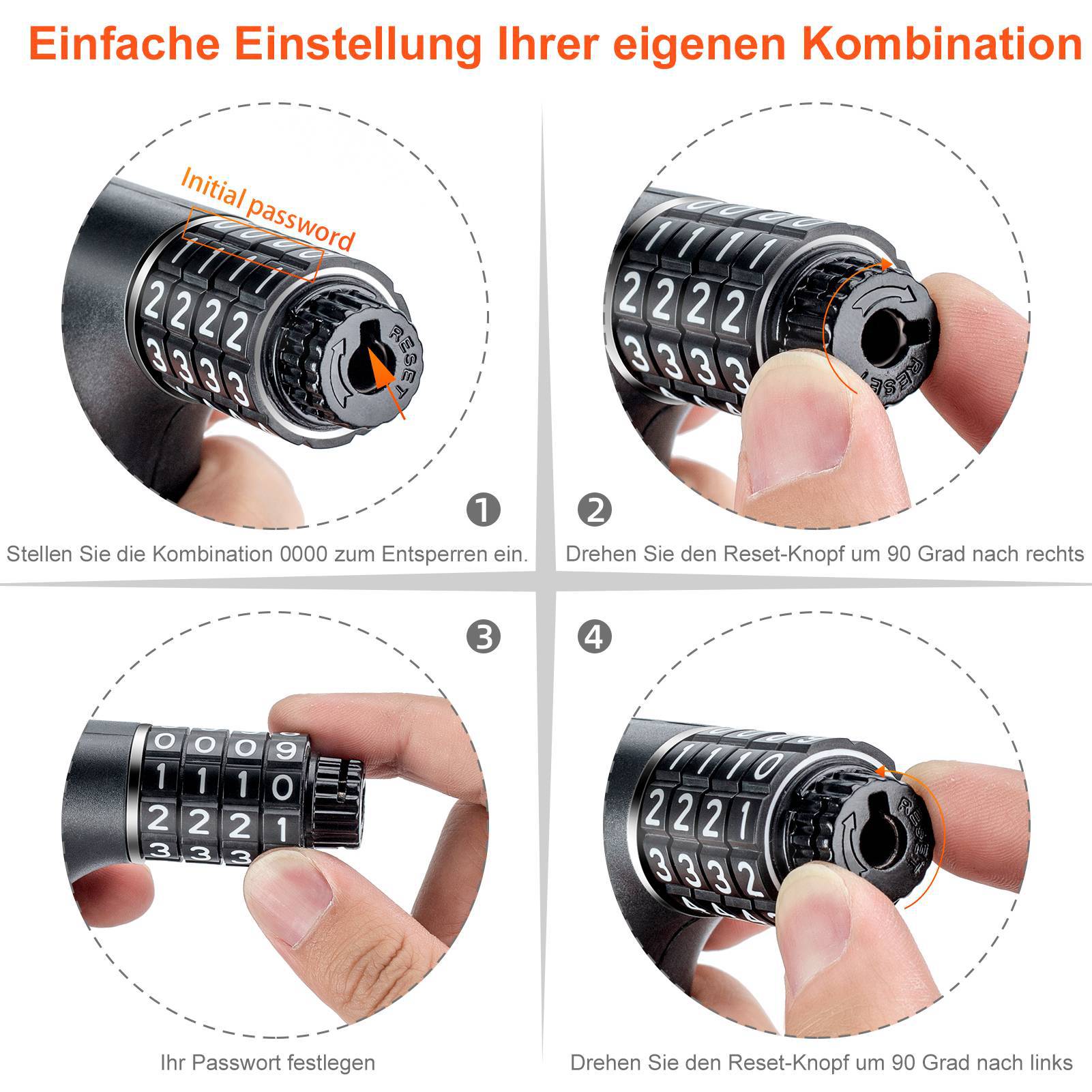 ROCKBROS Zahlenschloss mit 4 stelligem Zahlencode  906daea07e6d