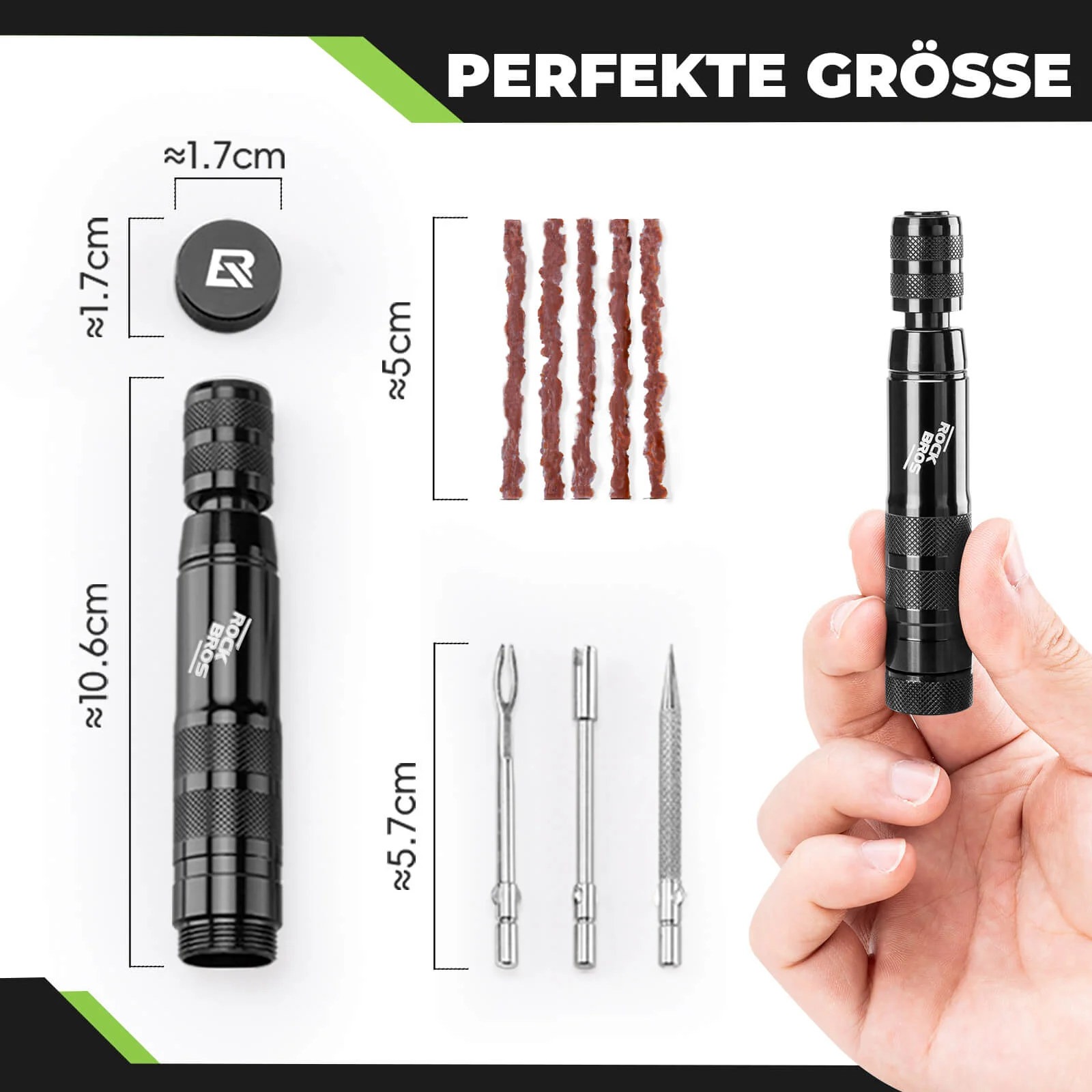 Tubeless Reifenpannenset mit Gummistopfen  Alumini f818ea0257b6