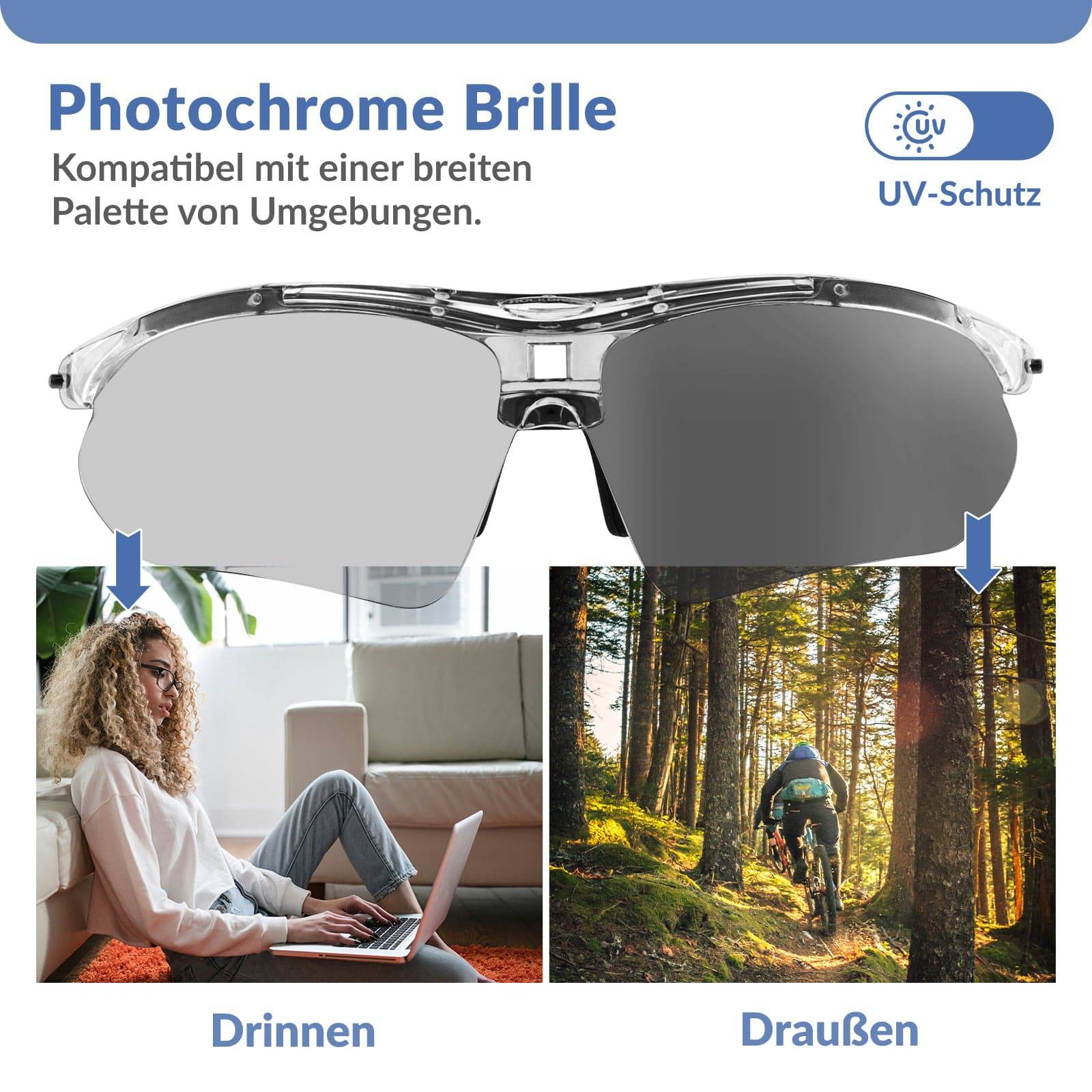 Adaptive Selbsttönende Sportsonnenbrille  UV400  0c3f6598f64e
