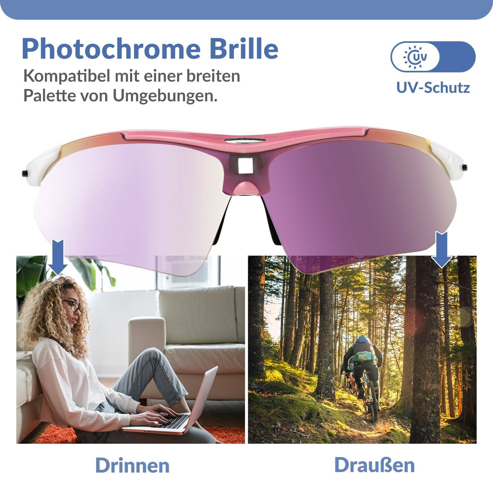 Adaptive Selbsttönende Sportsonnenbrille  UV400  40342dfce531