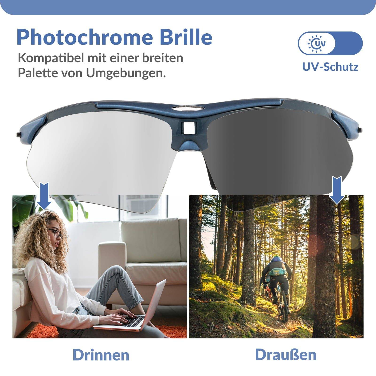 Adaptive Selbsttönende Sportsonnenbrille  UV400  81e9bc9f1b82