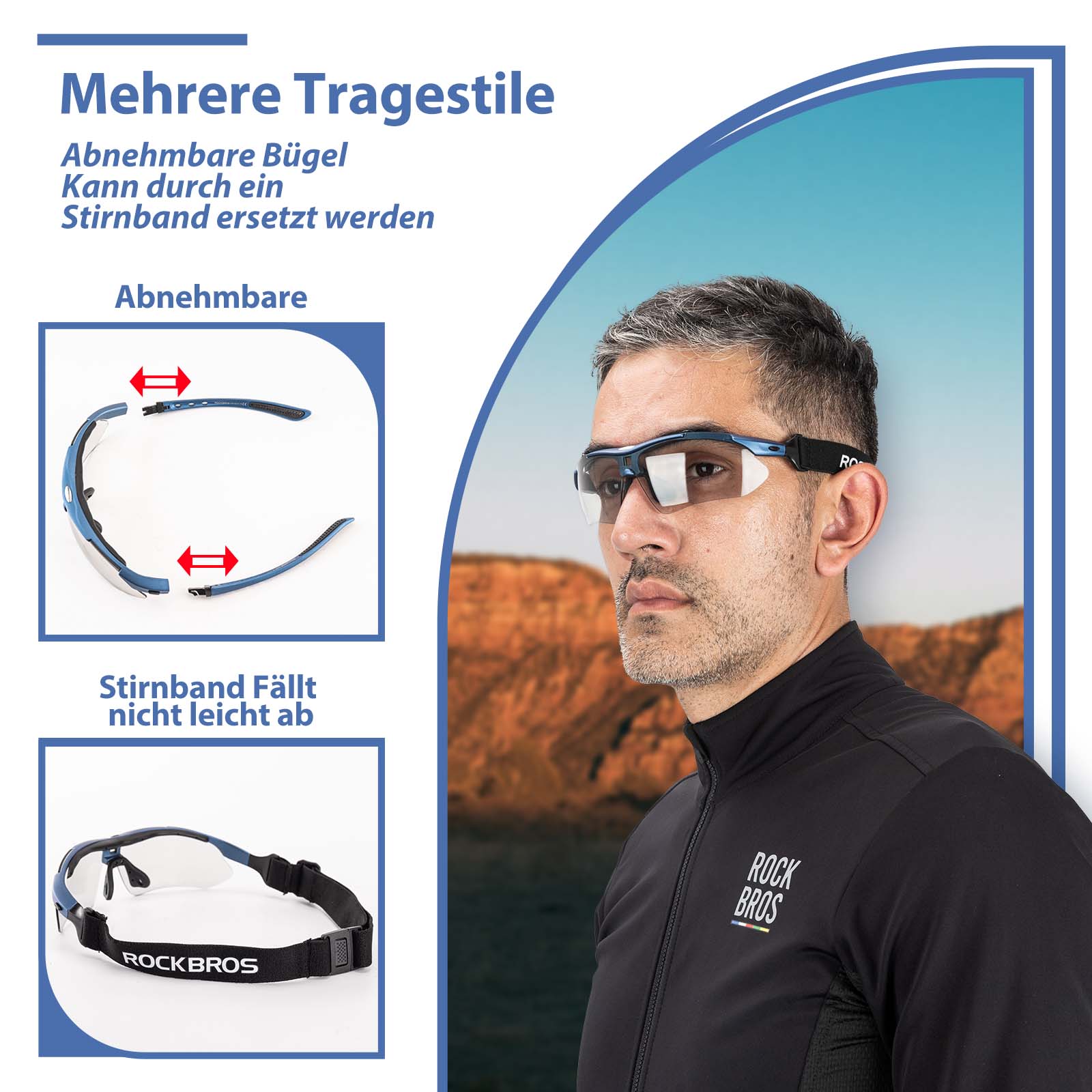 Adaptive Selbsttönende Sportsonnenbrille  UV400  e116acb490aa