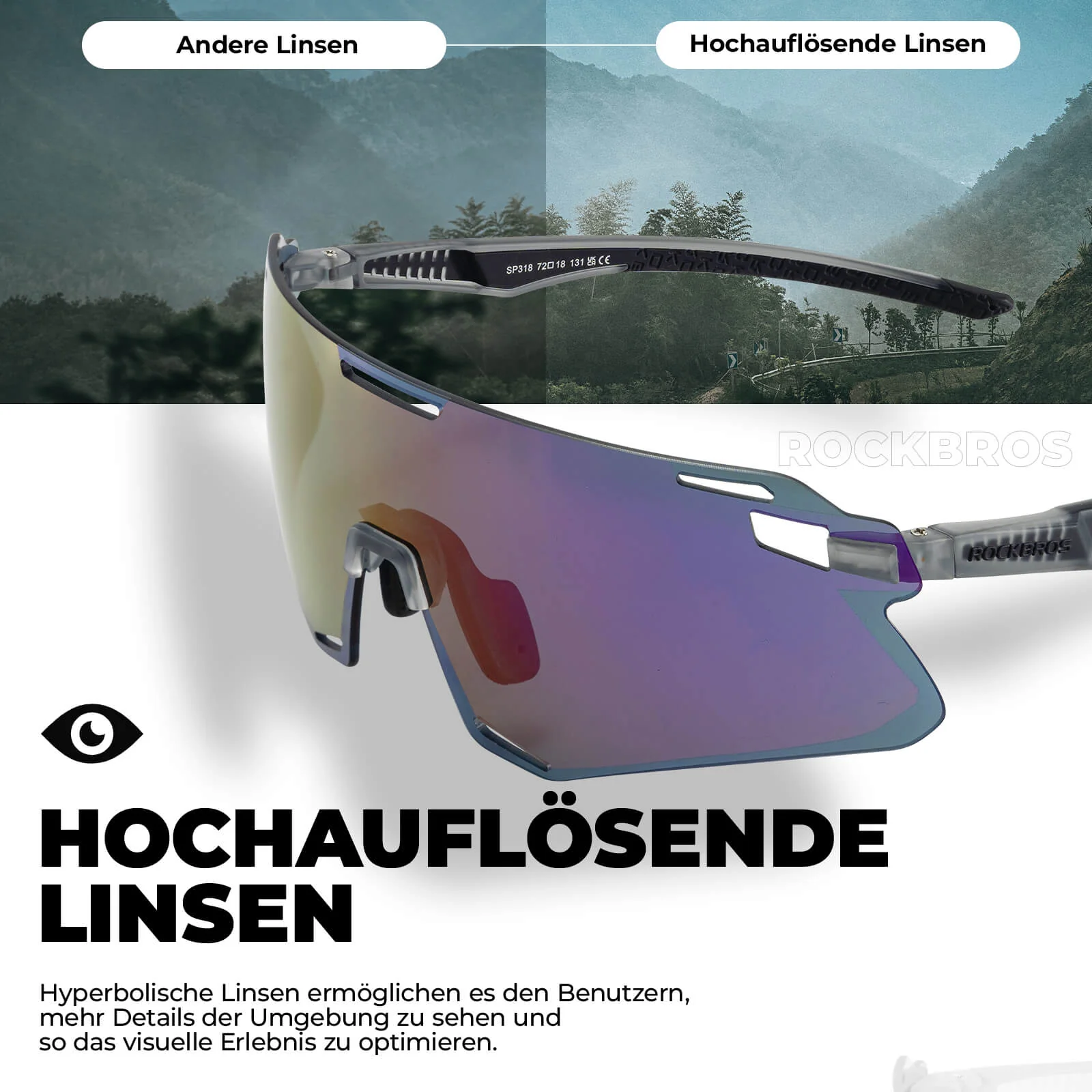Aerodynamische und Windabweisende Sportbrille 40944dac9cab