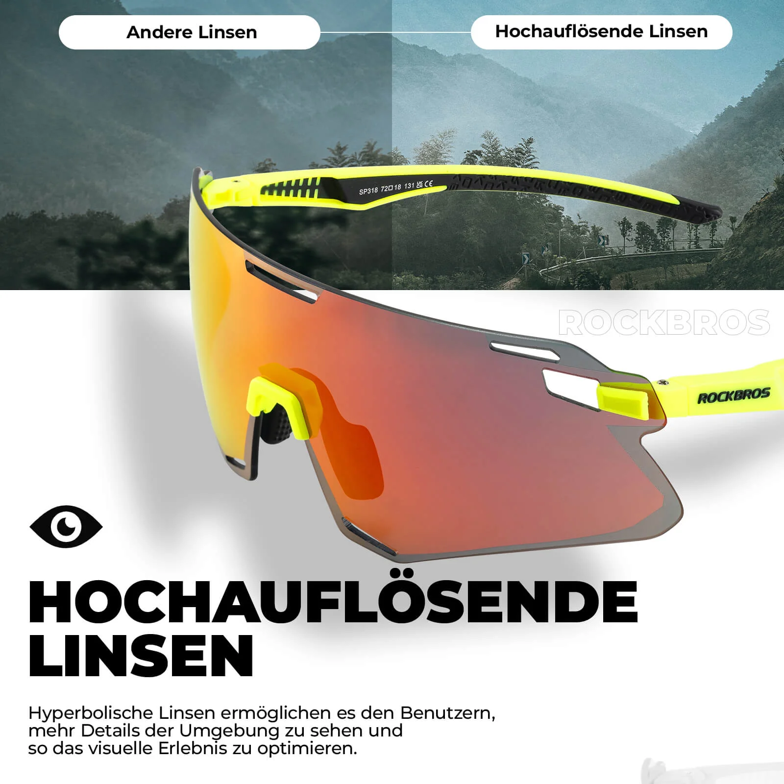 Aerodynamische und Windabweisende Sportbrille 54db8f3635ba