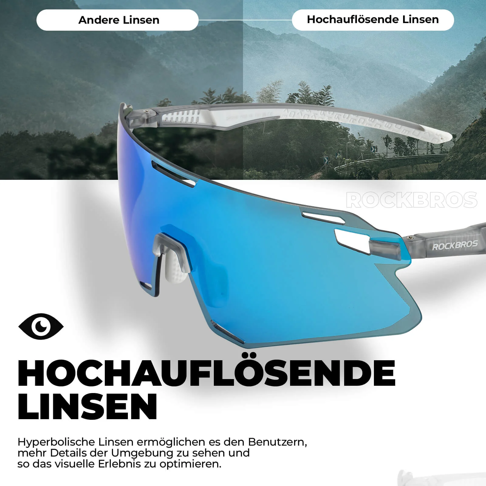 Aerodynamische und Windabweisende Sportbrille 7ebe9753a76d