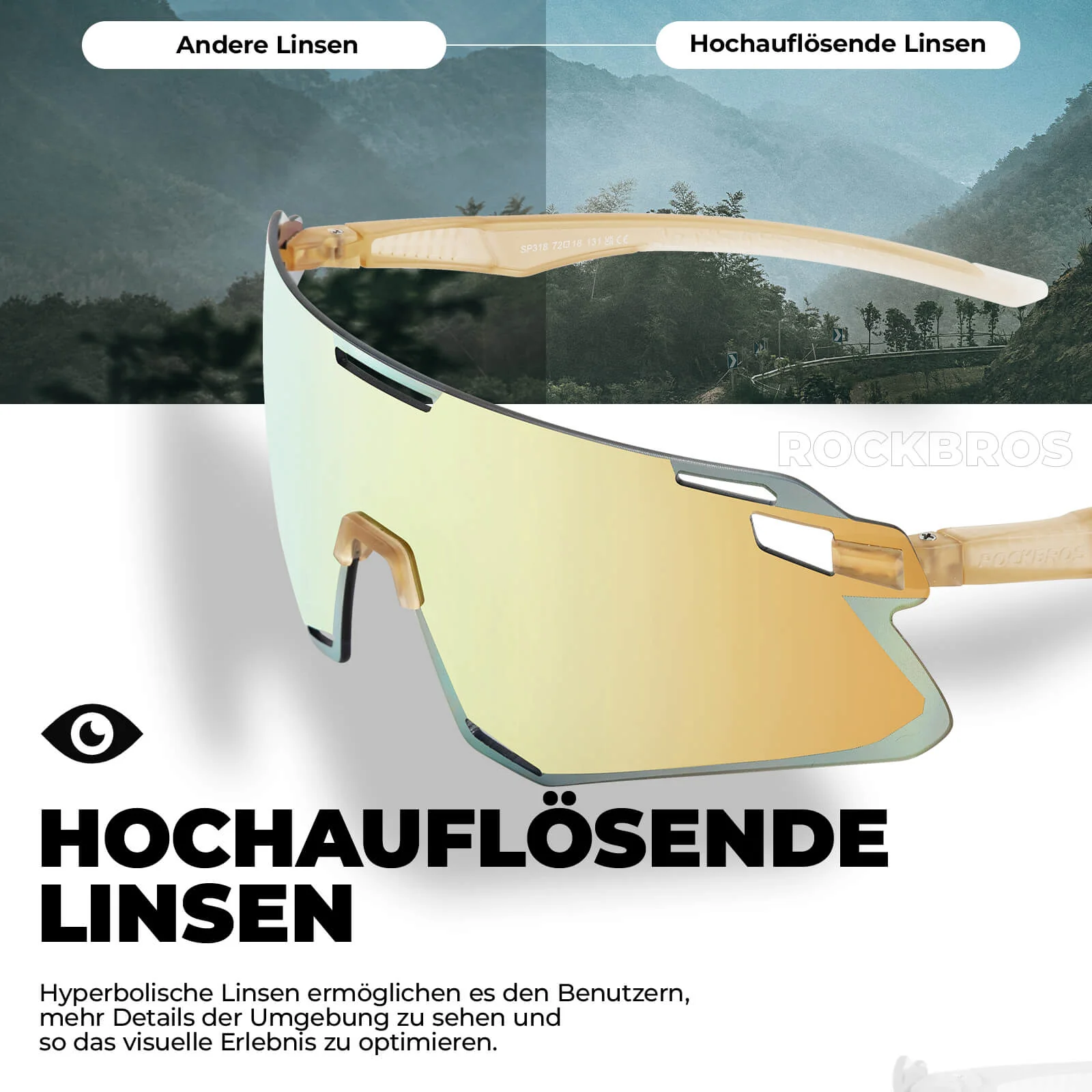 Aerodynamische und Windabweisende Sportbrille aeb0255f7a70