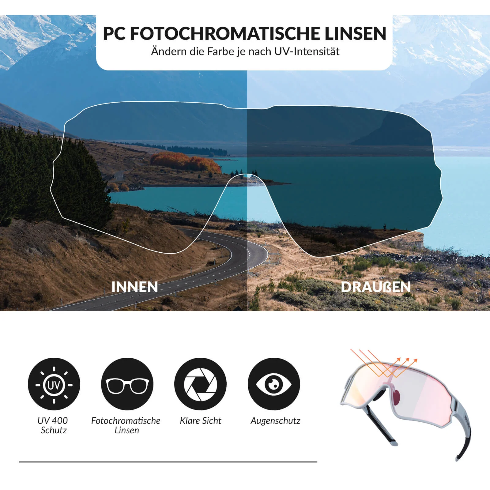 Dynamische Radbrille mit UV400 Sonnenfilter 34a860be75a7