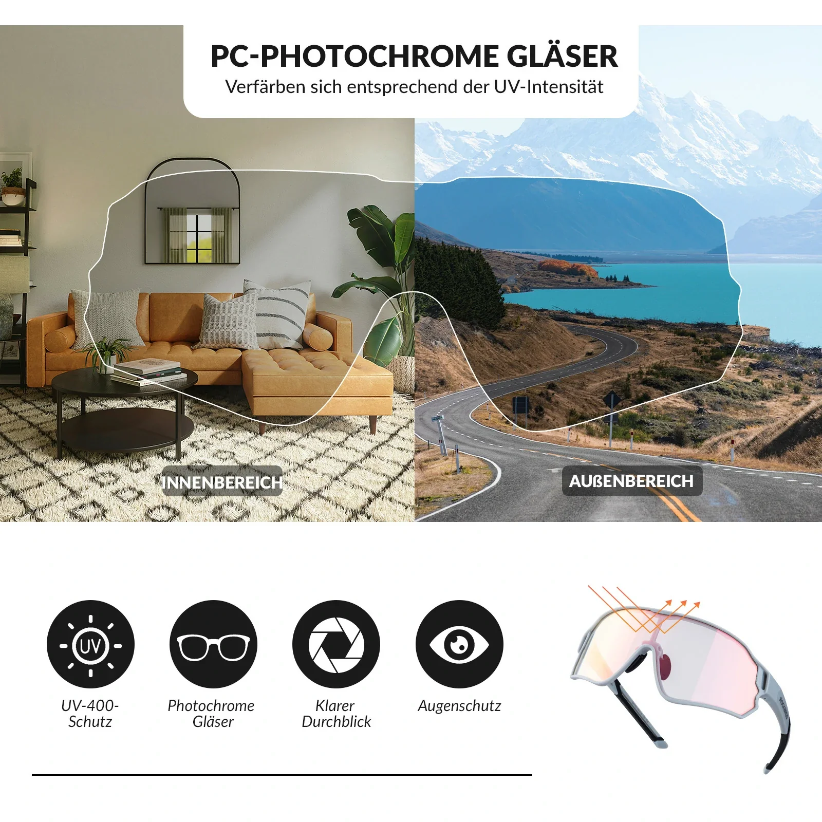 Dynamische Radbrille mit UV400 Sonnenfilter dc7343e841a7