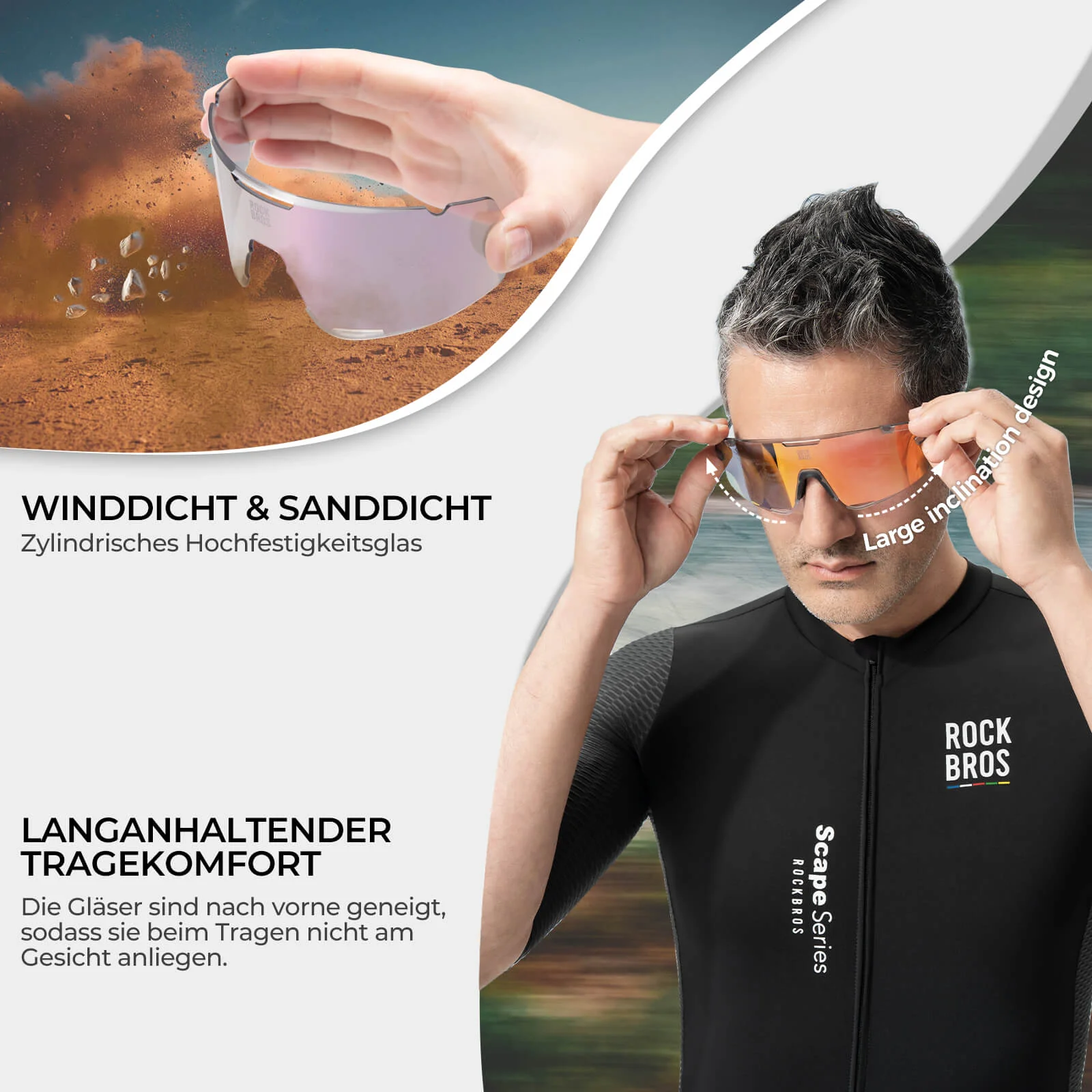 Fahrradbrille Drei Gläser Konfigurationssystem   B 4f3692accafa