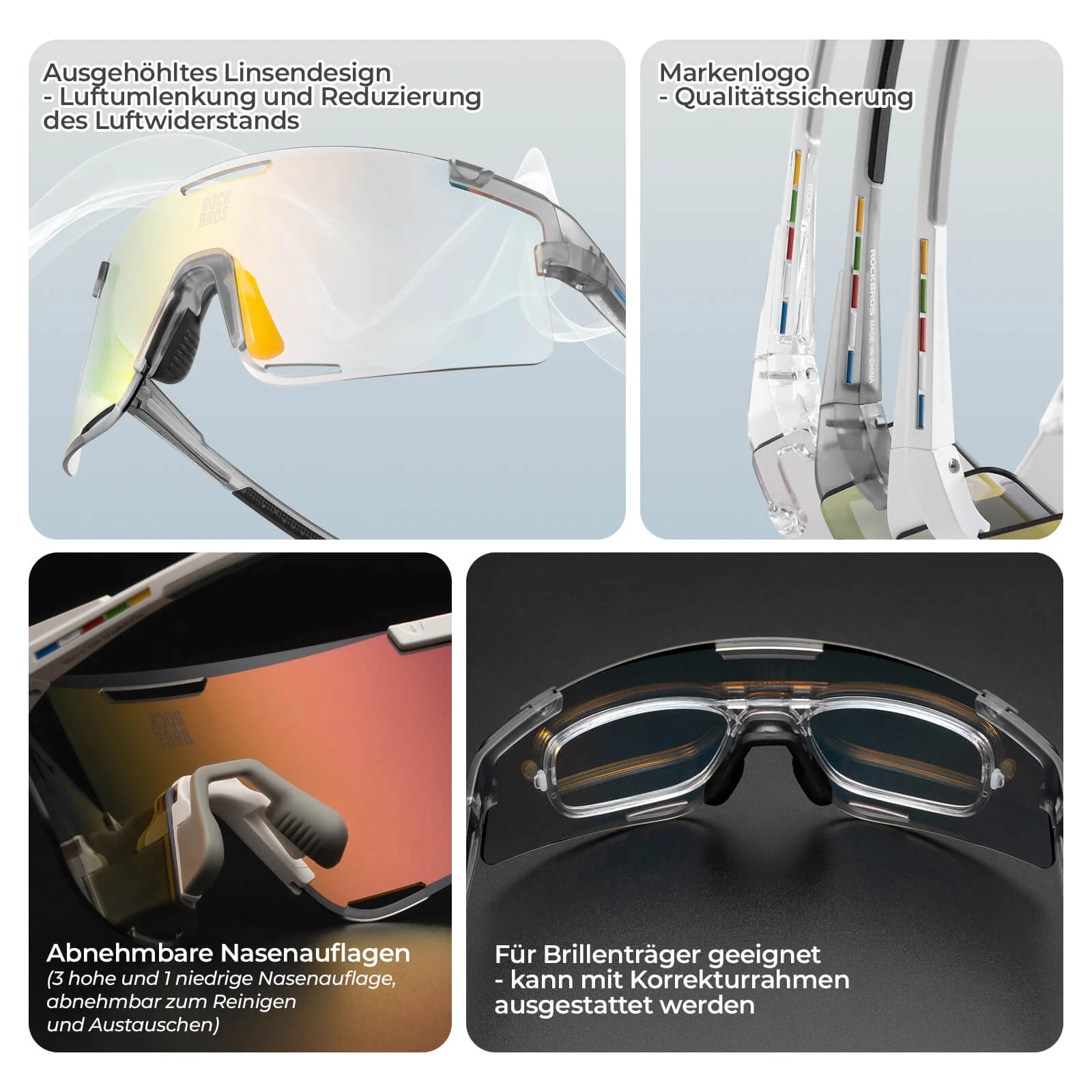 Fahrradbrille Drei Gläser Konfigurationssystem   B e01a6fb8cdac
