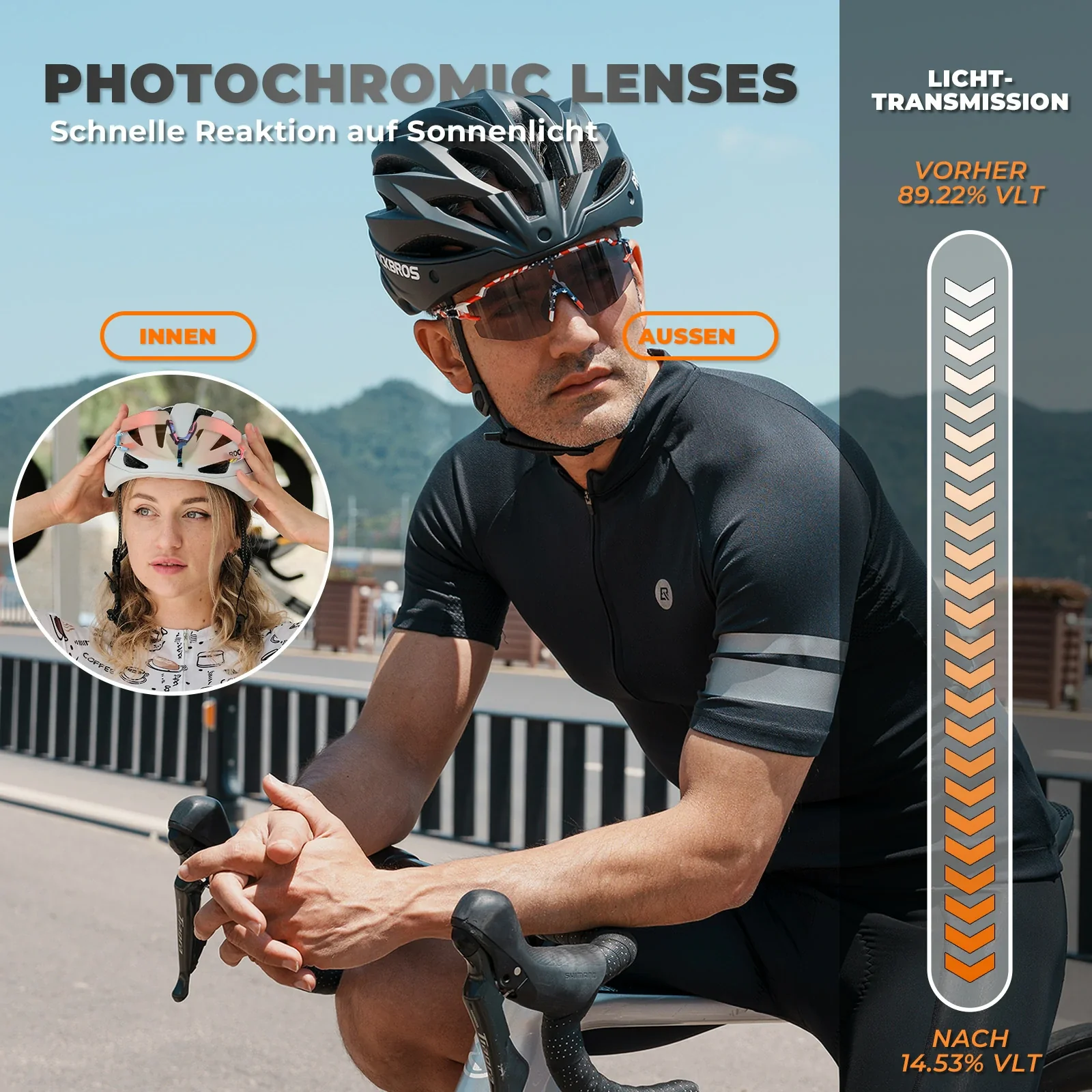 Fahrradbrille UV 400 Photochromatisch a99832c0dc94