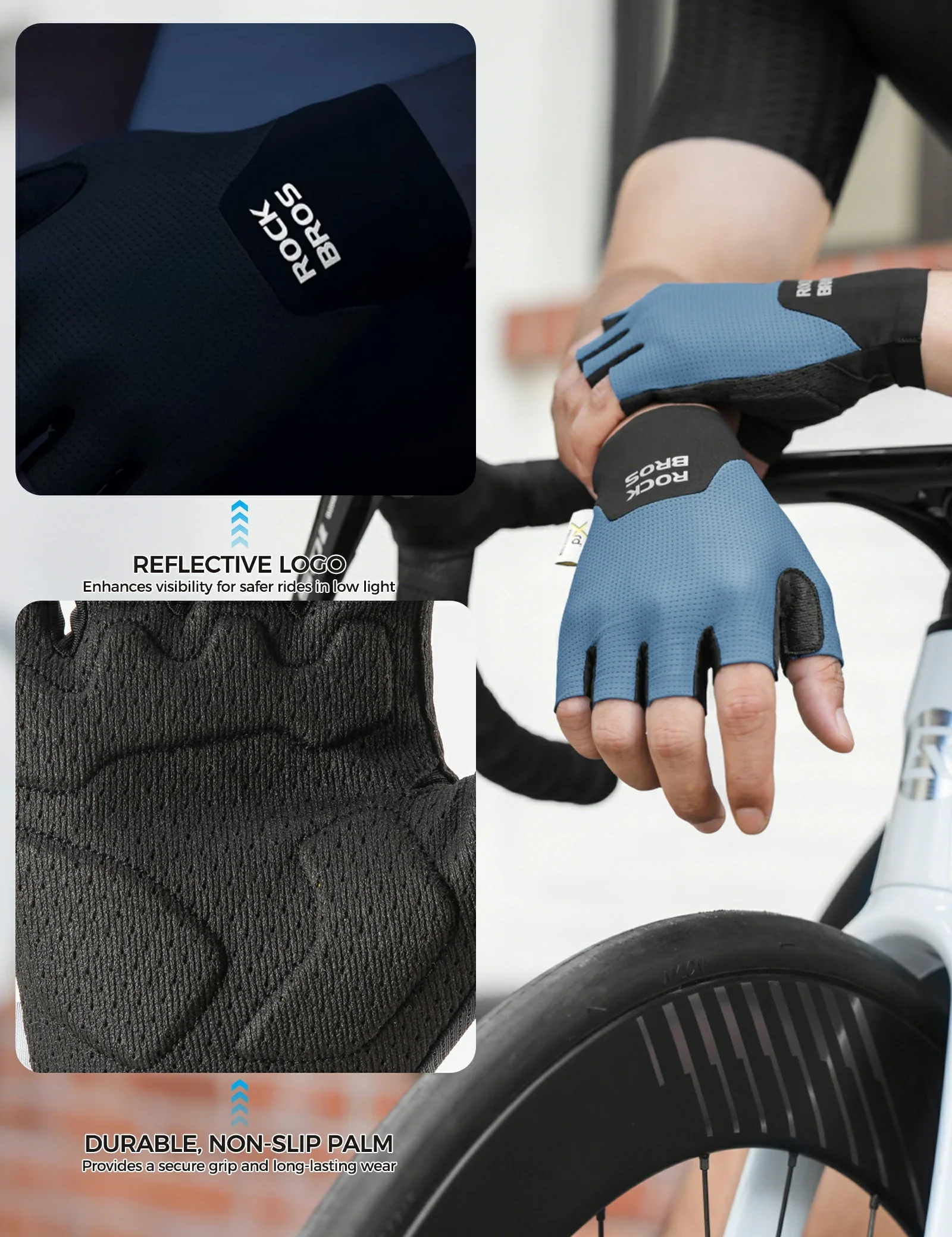 Halbfinger Fahrradhandschuhe mit PORON XRD Polster 57e7e59e9a1b