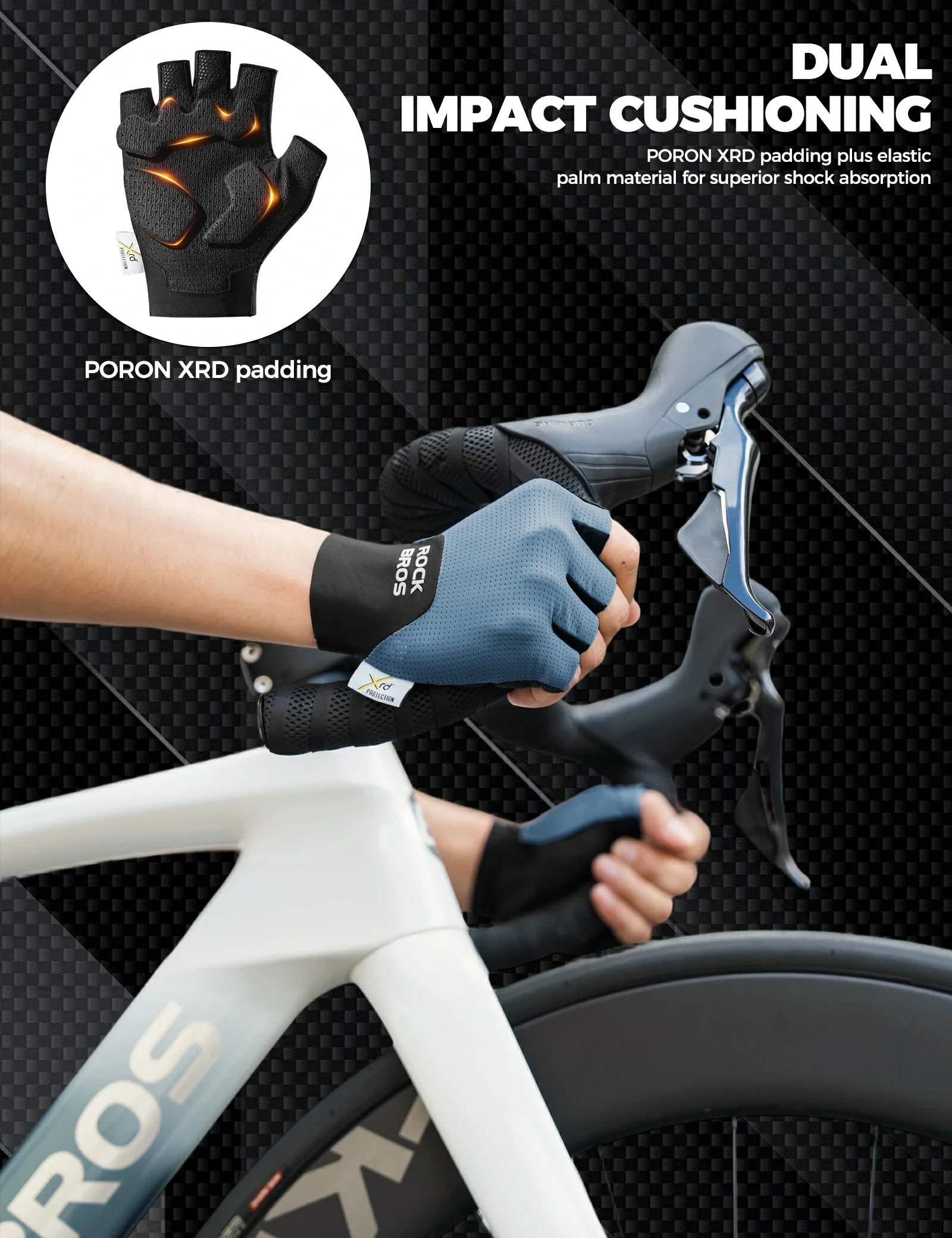 Halbfinger Fahrradhandschuhe mit PORON XRD Polster ae9a827d3835