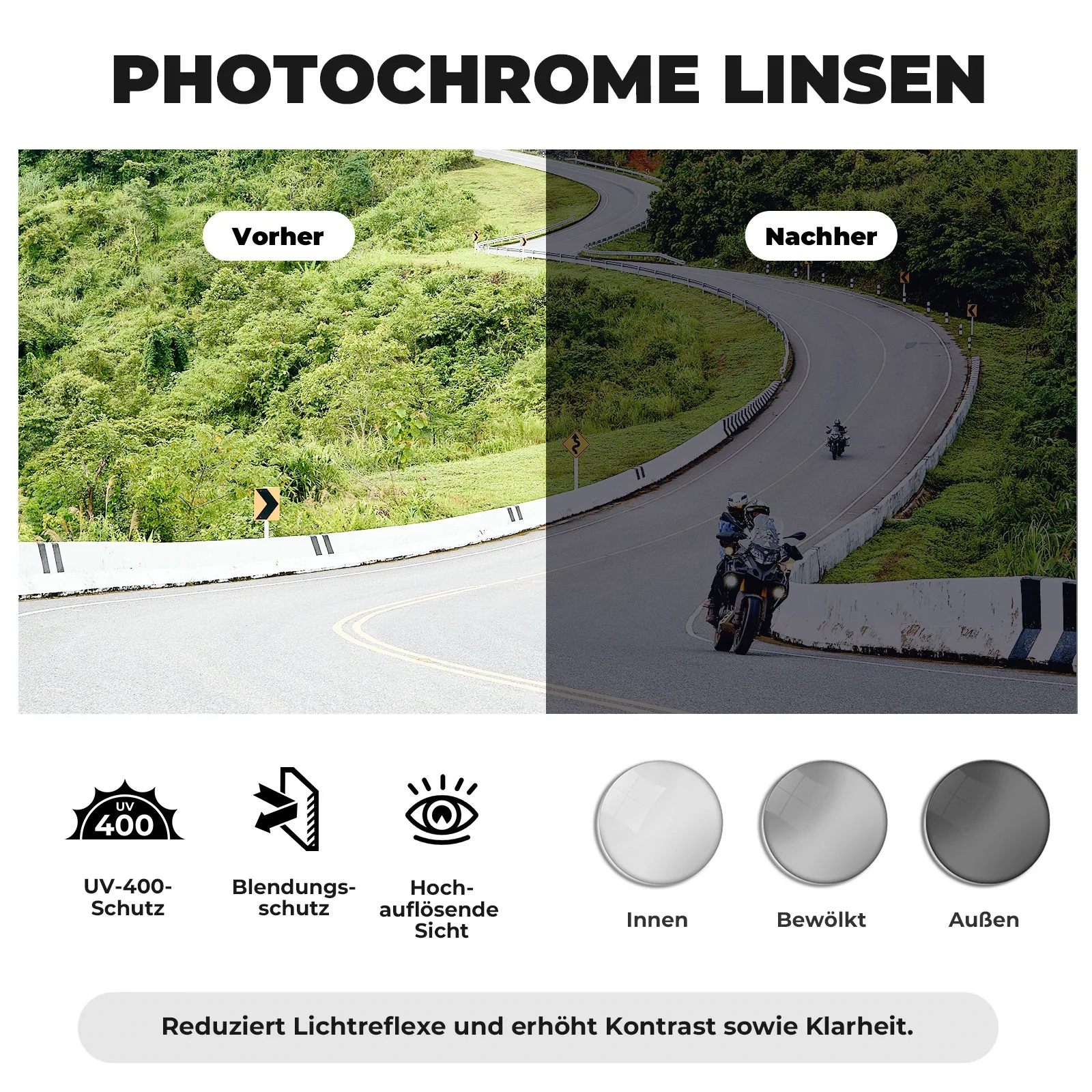 Photochromatisch Fahrradbrille  UV400 mit TR90 Rah 29091dcd26ea