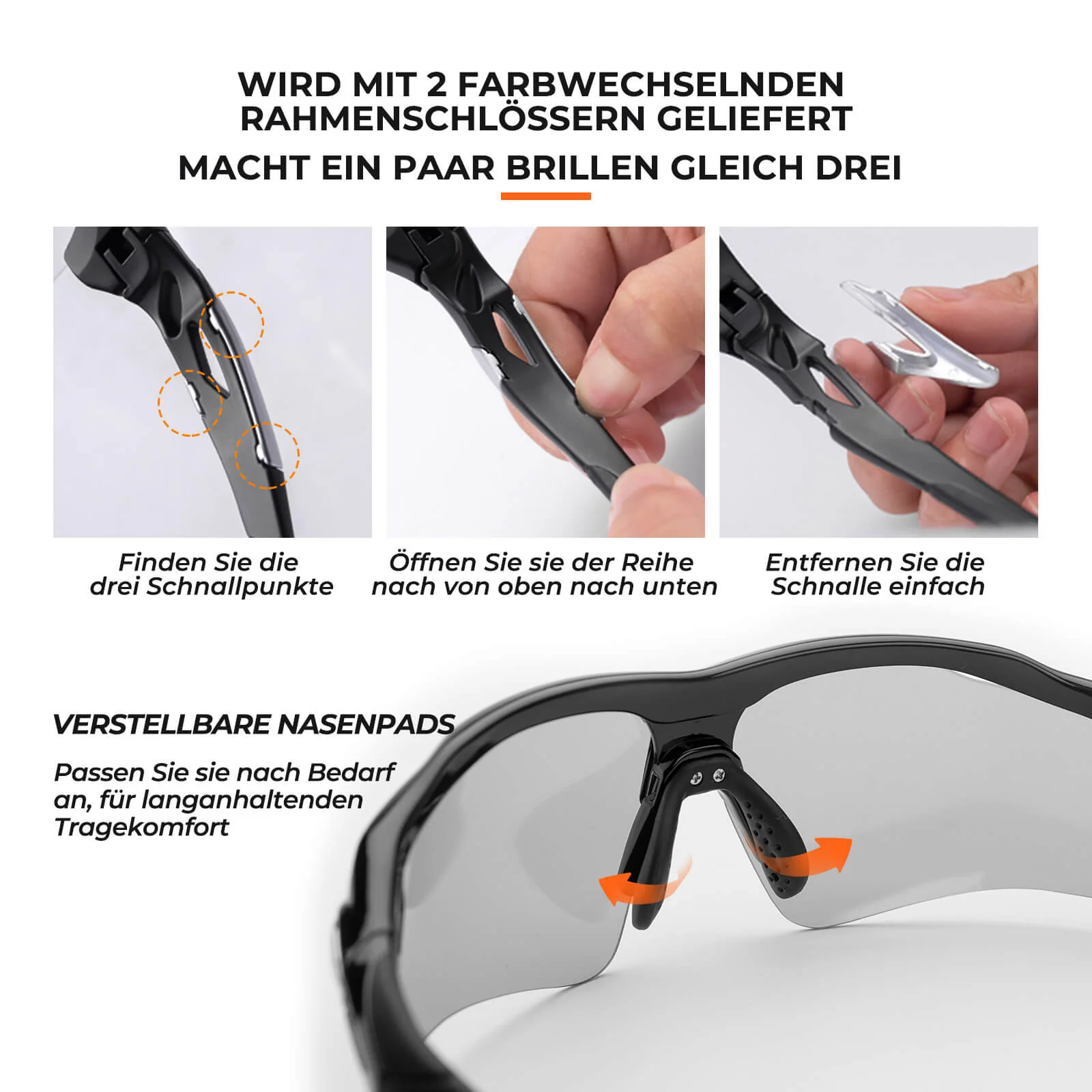 Photochromatische Fahrradbrille für Damen und Herr ea7aedd367d5