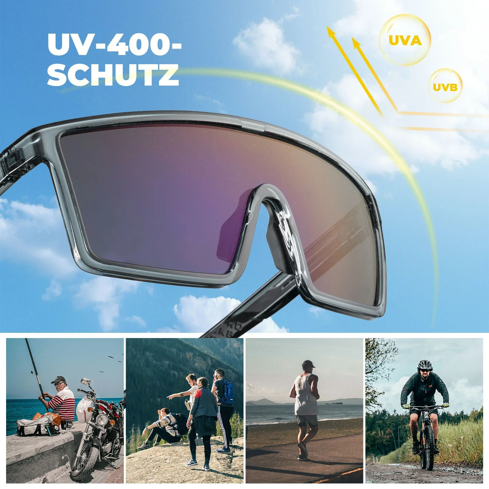 Polarisiert Fahrradbrille  UV400 mit TR90 Rahmen 671a8f271bcd