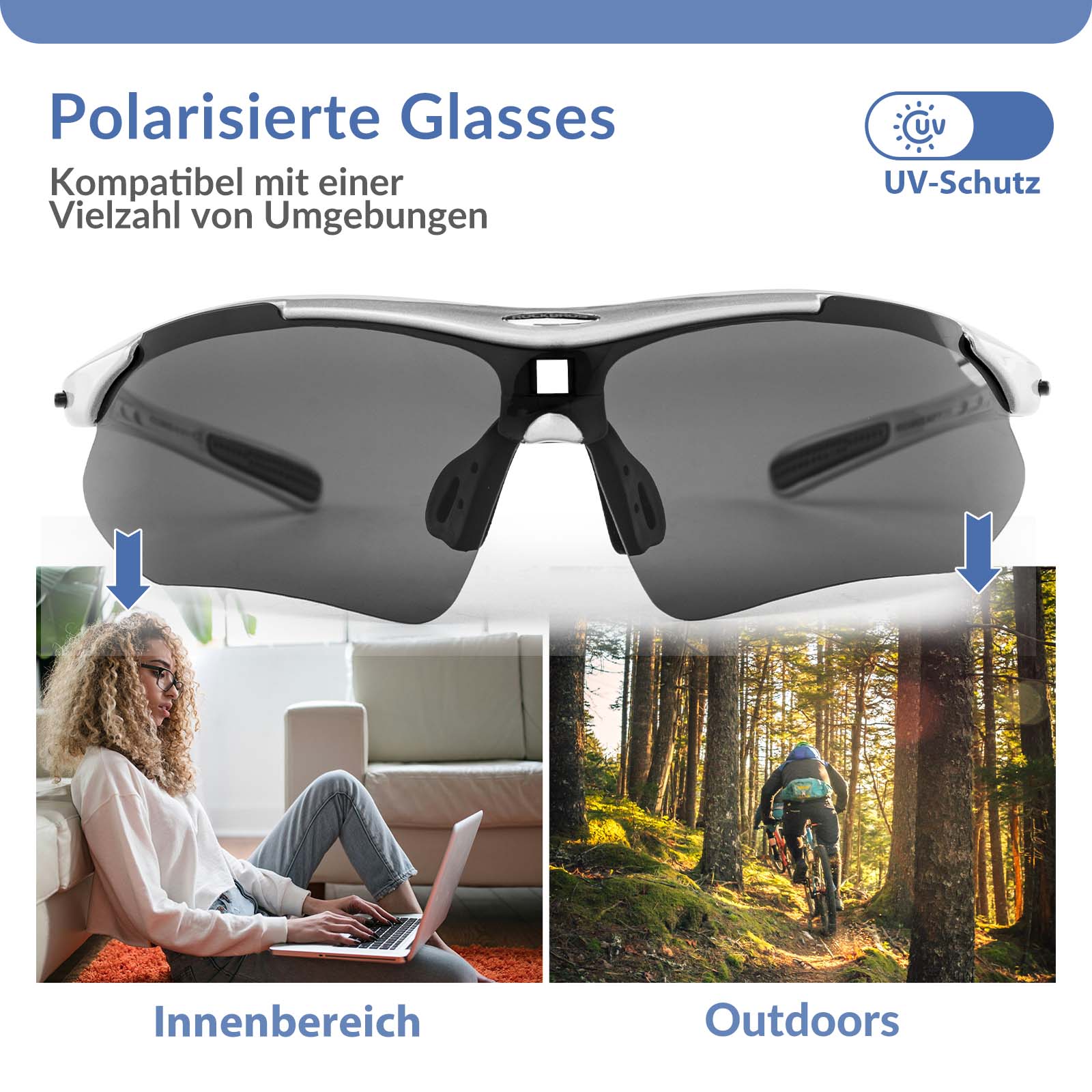 Polarisierte Fahrrad Sonnenbrille mit UV400 Schutz 07a51202dd83