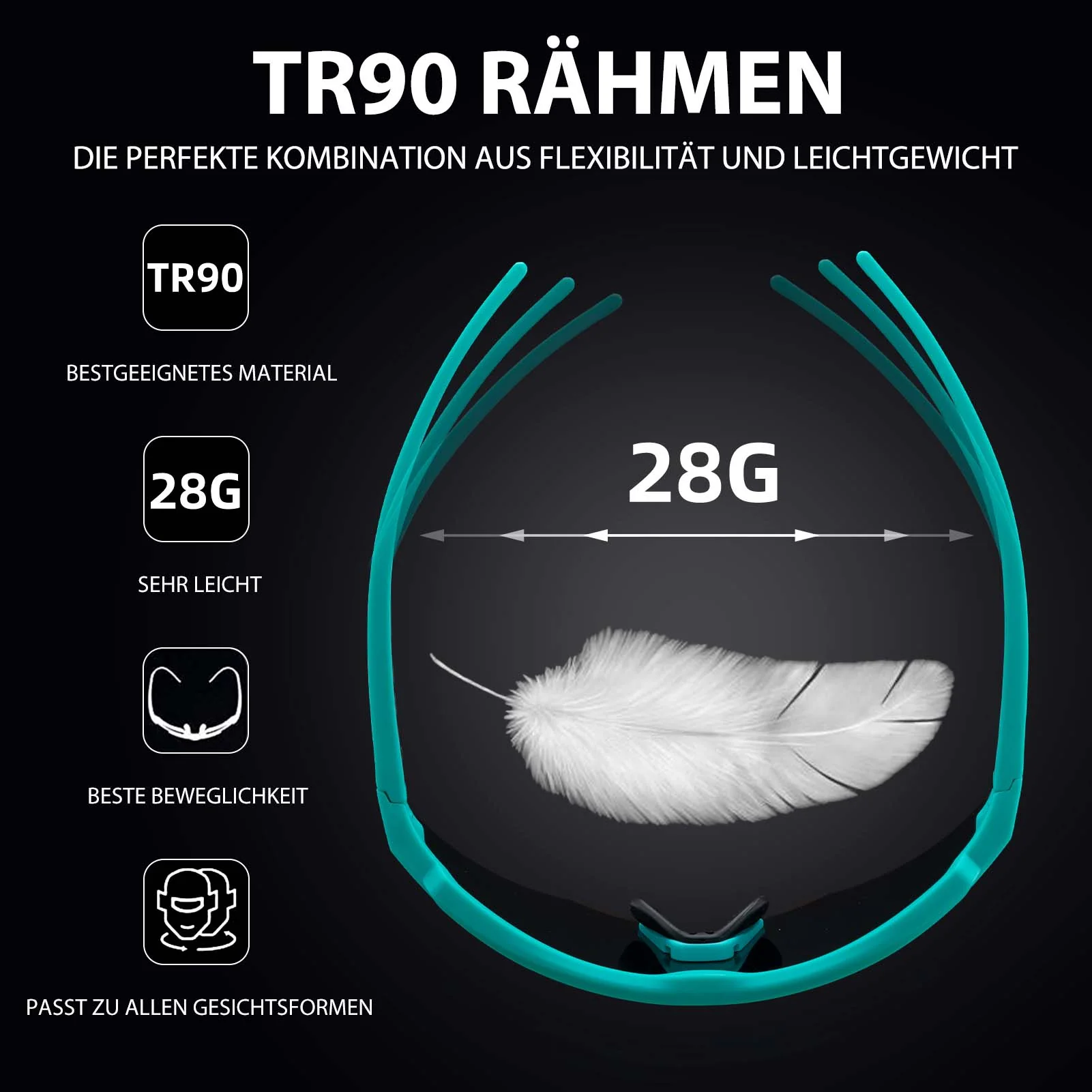 Polarisierte Fahrradbrille mit 4 Wechselgläsern 12f96773725b