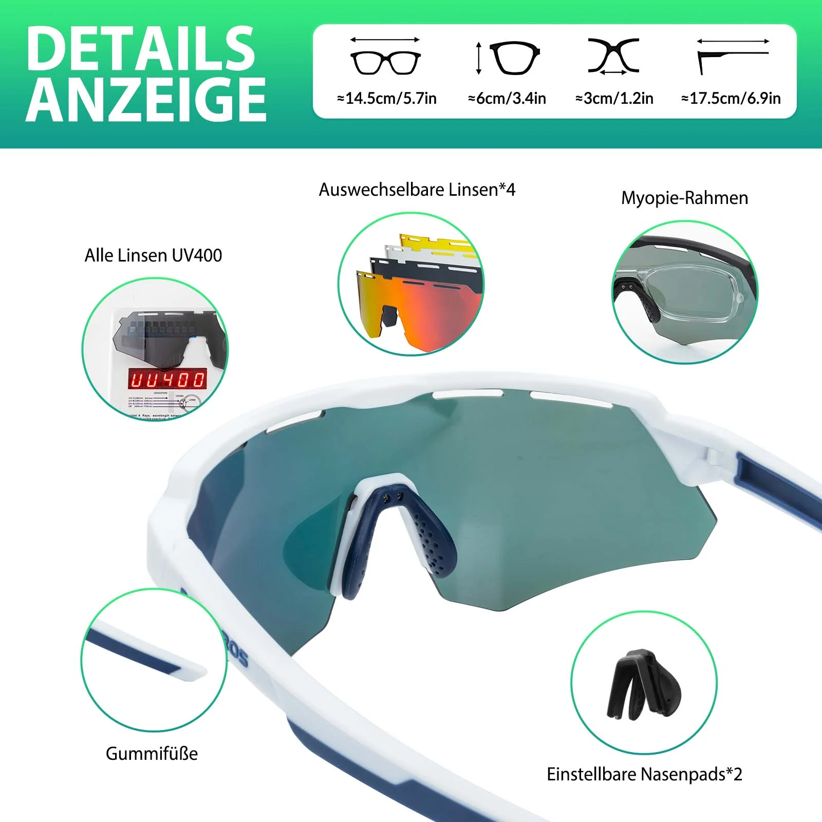 Polarisierte Fahrradbrille mit 4 Wechselgläsern f95ffb300c1d