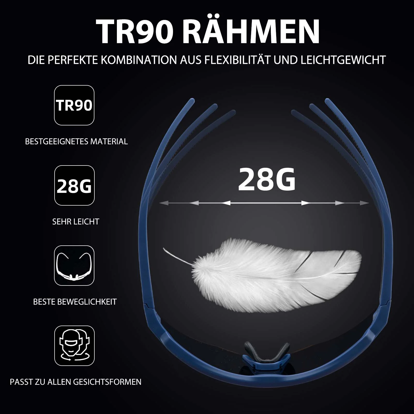 Polarisierte Fahrradbrille mit 4 Wechselgläsern fb439e56c804
