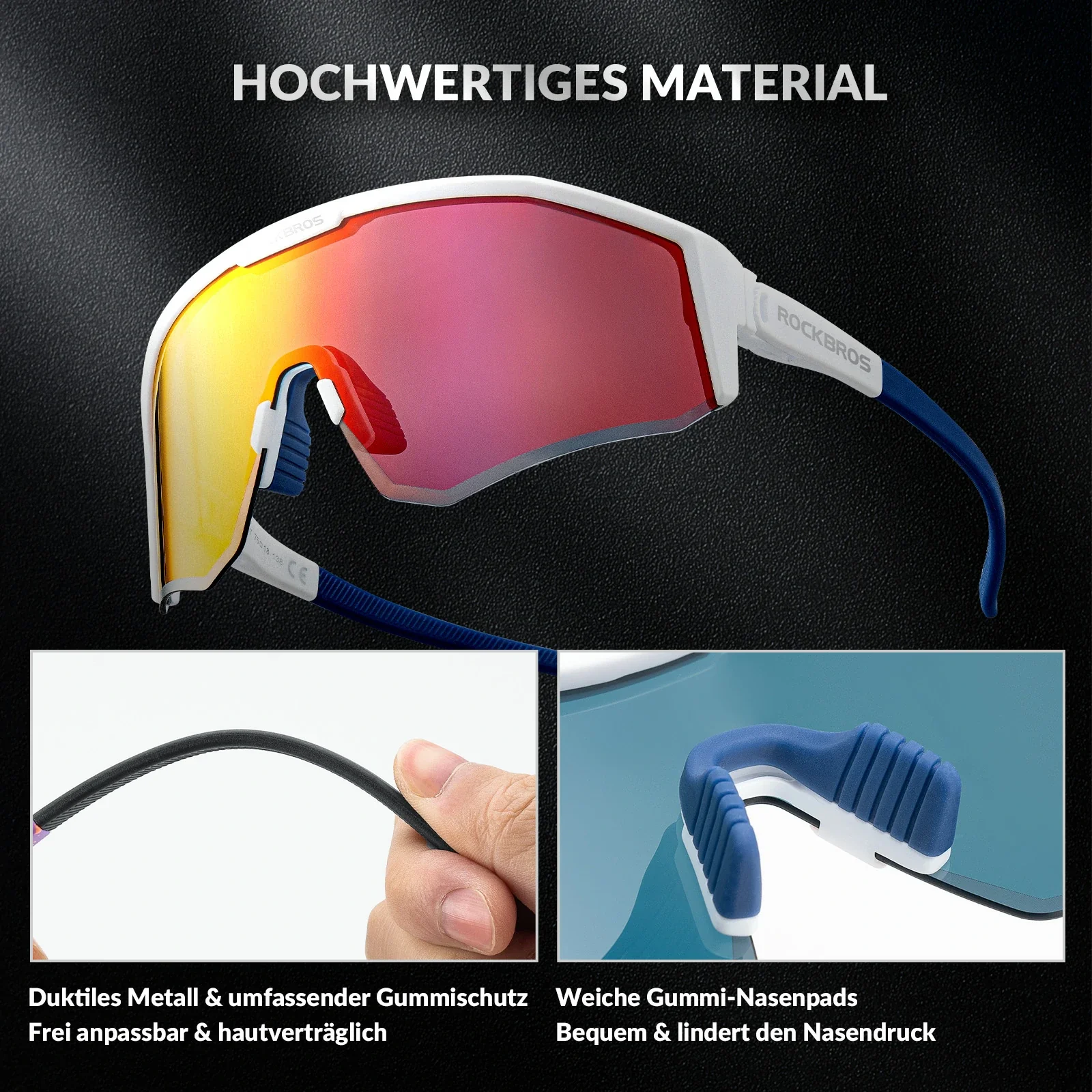 Polarisierte Fahrradbrille mit Verstellbaren Bügel 2394bea23586