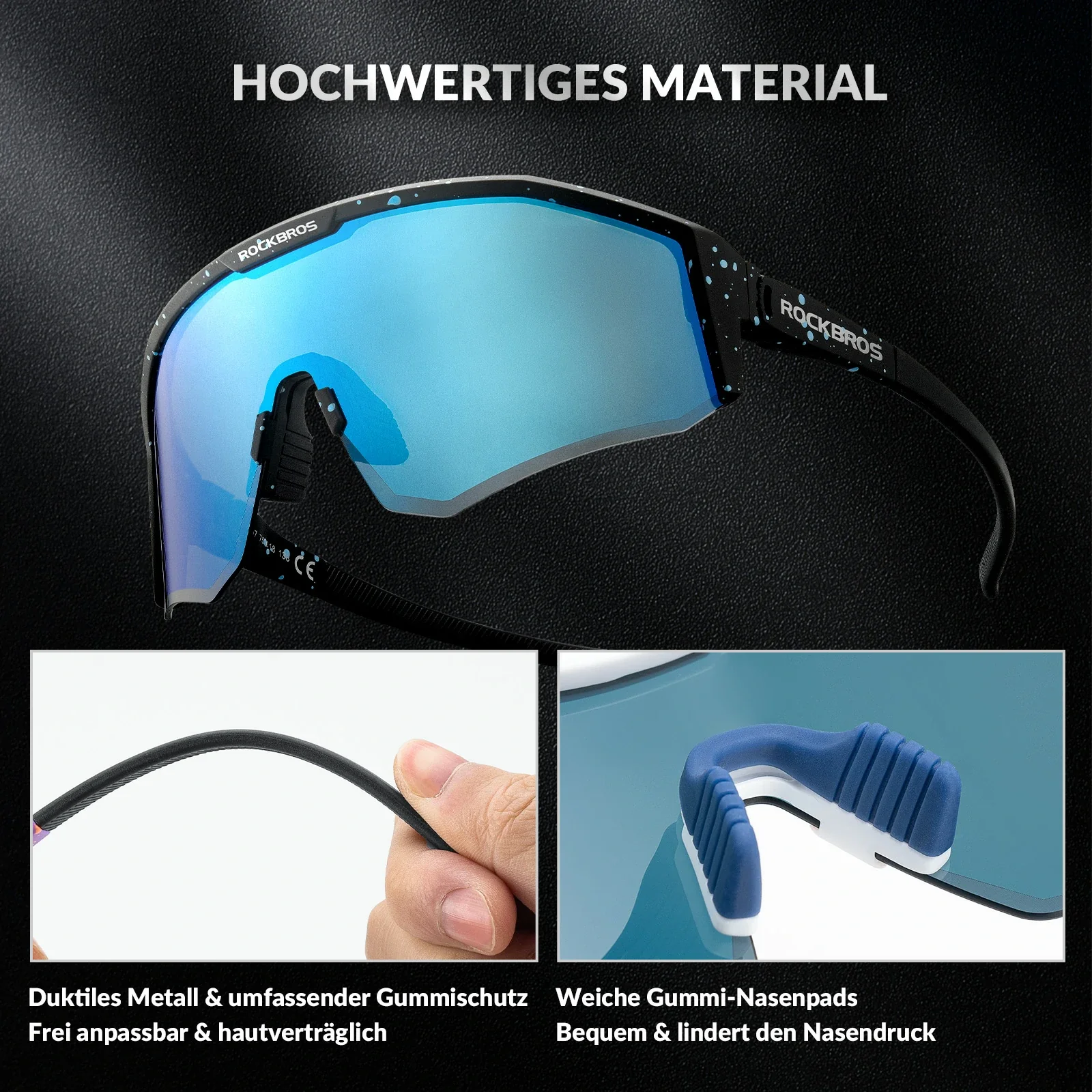 Polarisierte Fahrradbrille mit Verstellbaren Bügel 2c731fe8e617