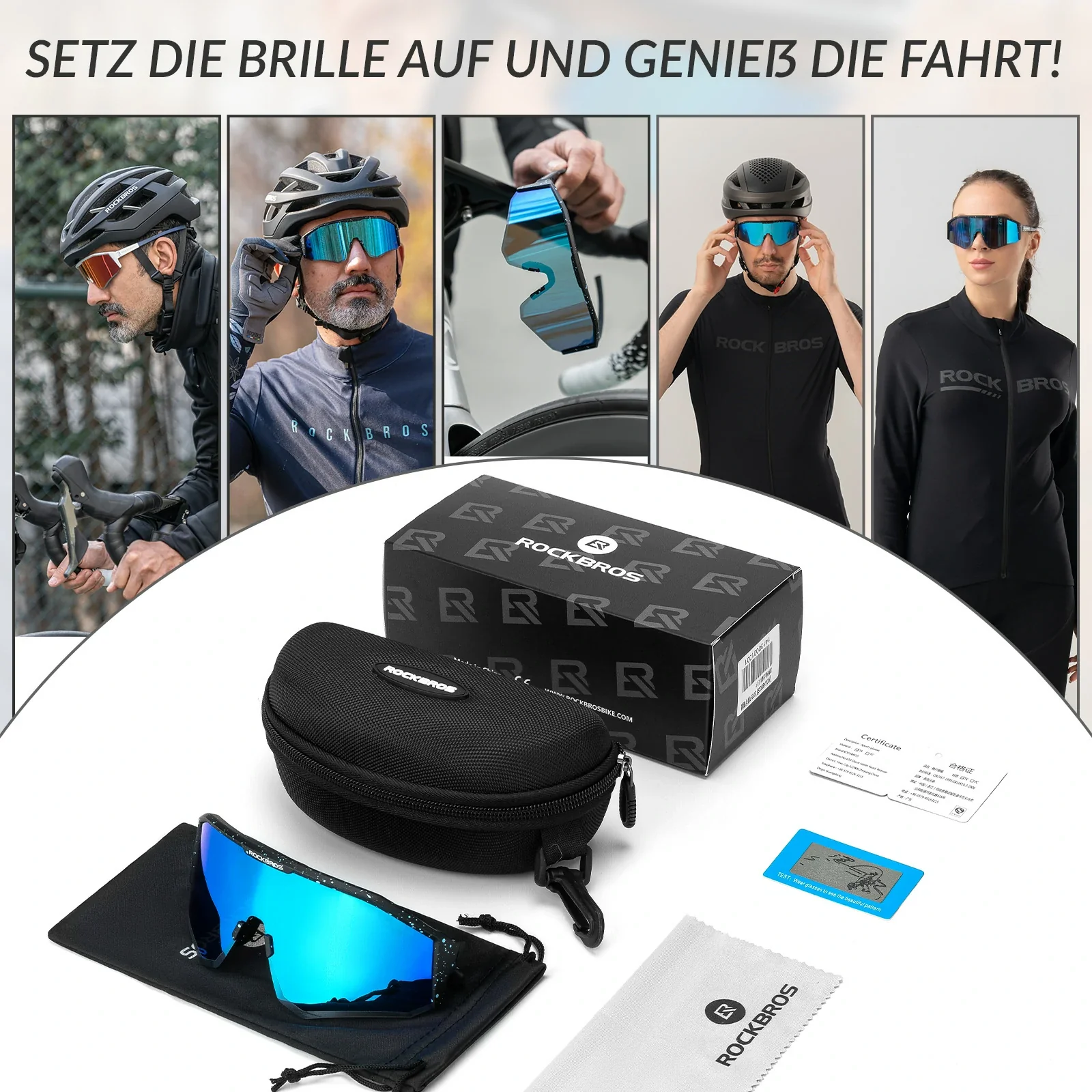 Polarisierte Fahrradbrille mit Verstellbaren Bügel 7a582f6f3a32