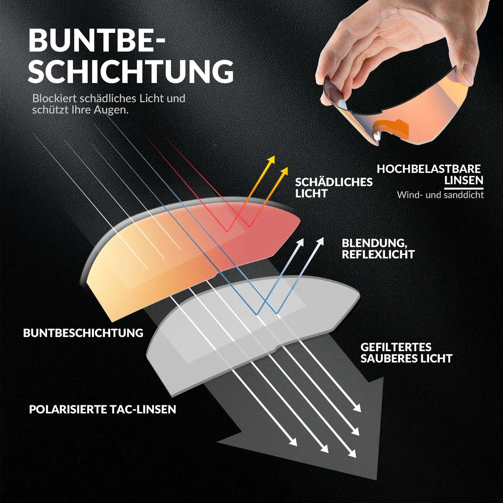 Polarisierte Fahrradbrille mit Verstellbaren Bügel c37fc7a9ff31