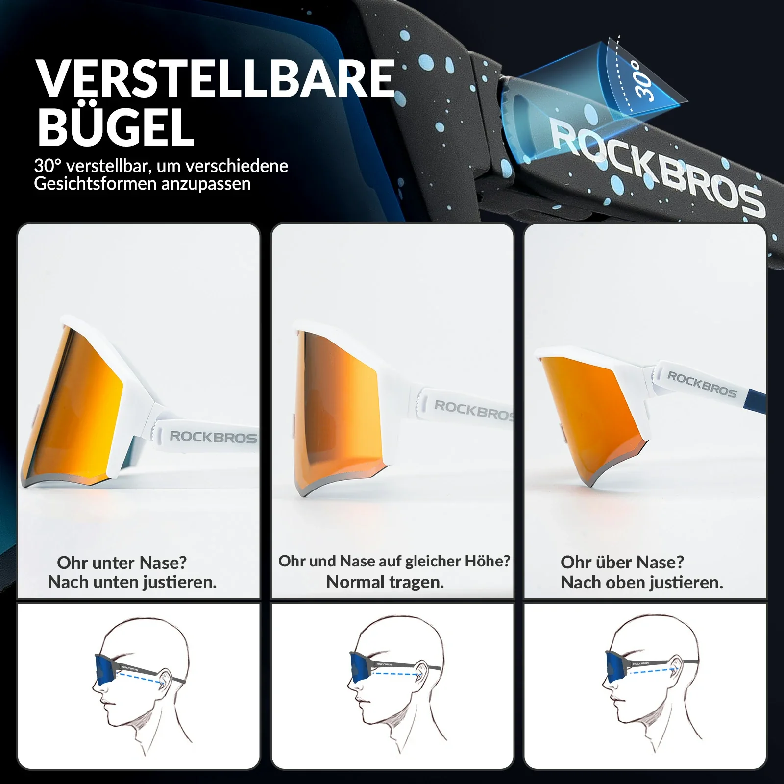 Polarisierte Fahrradbrille mit Verstellbaren Bügel e0a8cdbaa133