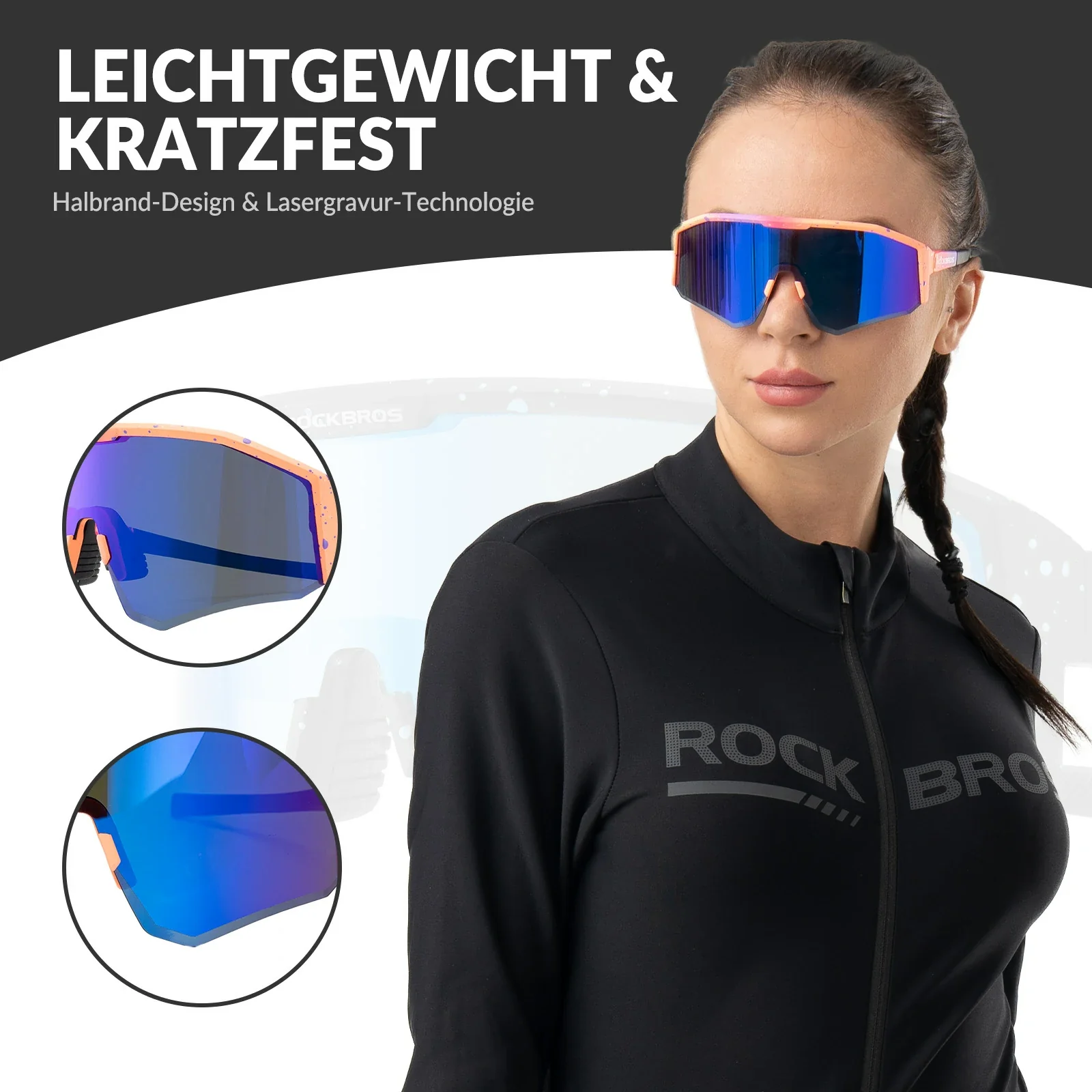 Polarisierte Fahrradbrille mit Verstellbaren Bügel ed11e4cc7a98