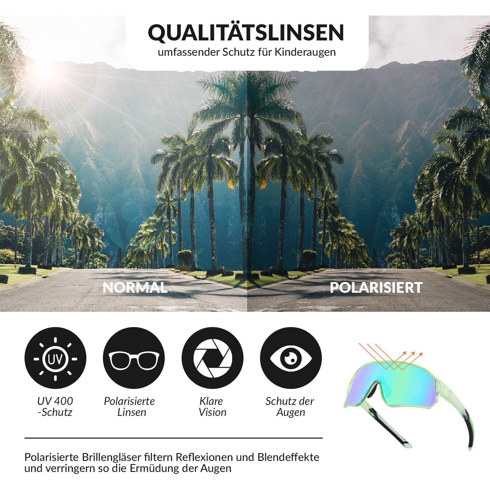 Polarisierte Kinder Fahrradbrille mit UV400 Schutz 592751471ddc