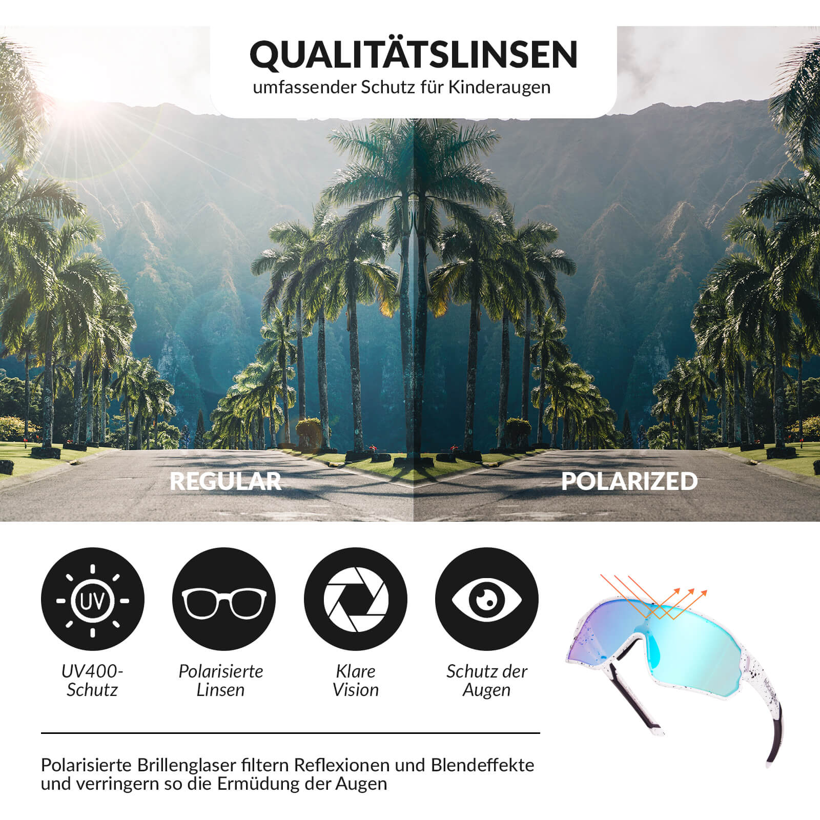 Polarisierte Kinder Fahrradbrille mit UV400 Schutz 69af7574dca1