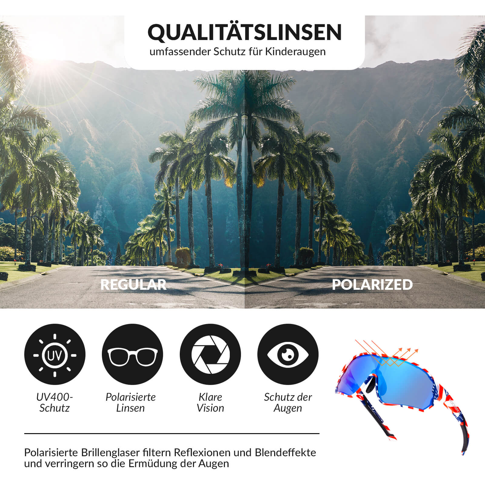 Polarisierte Kinder Fahrradbrille mit UV400 Schutz 6d762442ccbb